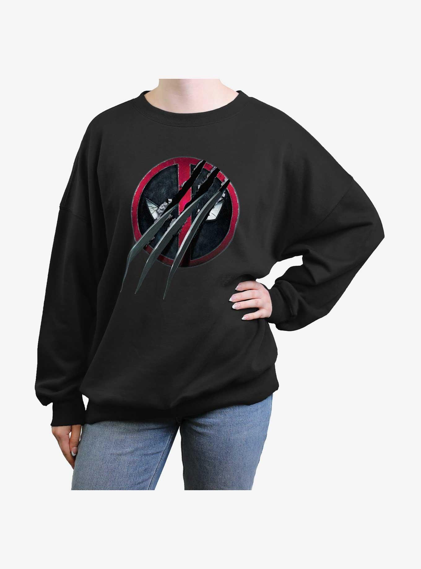 Marvel Deadpool & Wolverine Clawed Pool Womens Oversized Sweatshirt, BLACK, hi-res