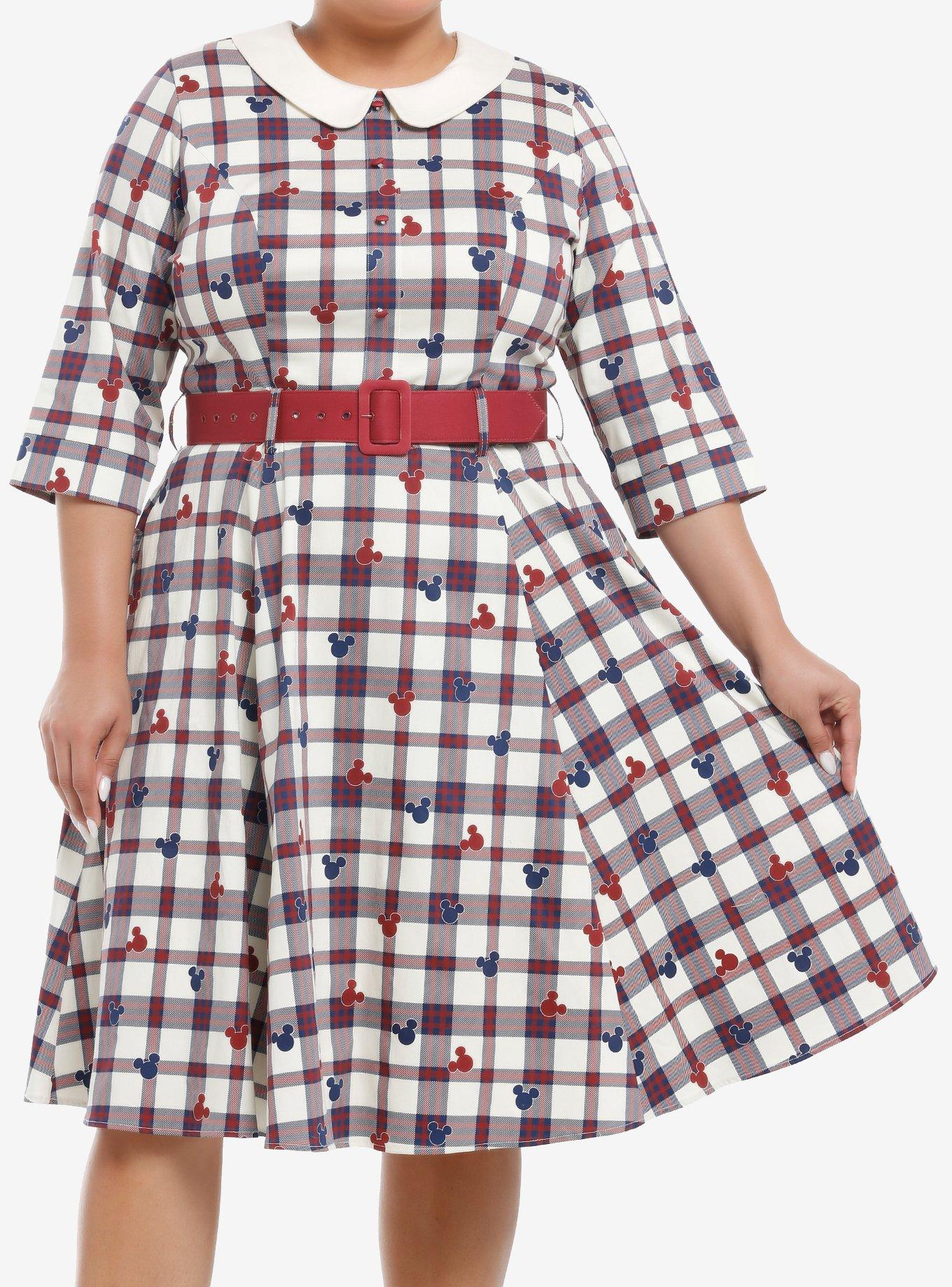 Her Universe Disney Mickey Mouse Plaid Retro Dress Plus Size Her Universe Exclusive, , hi-res