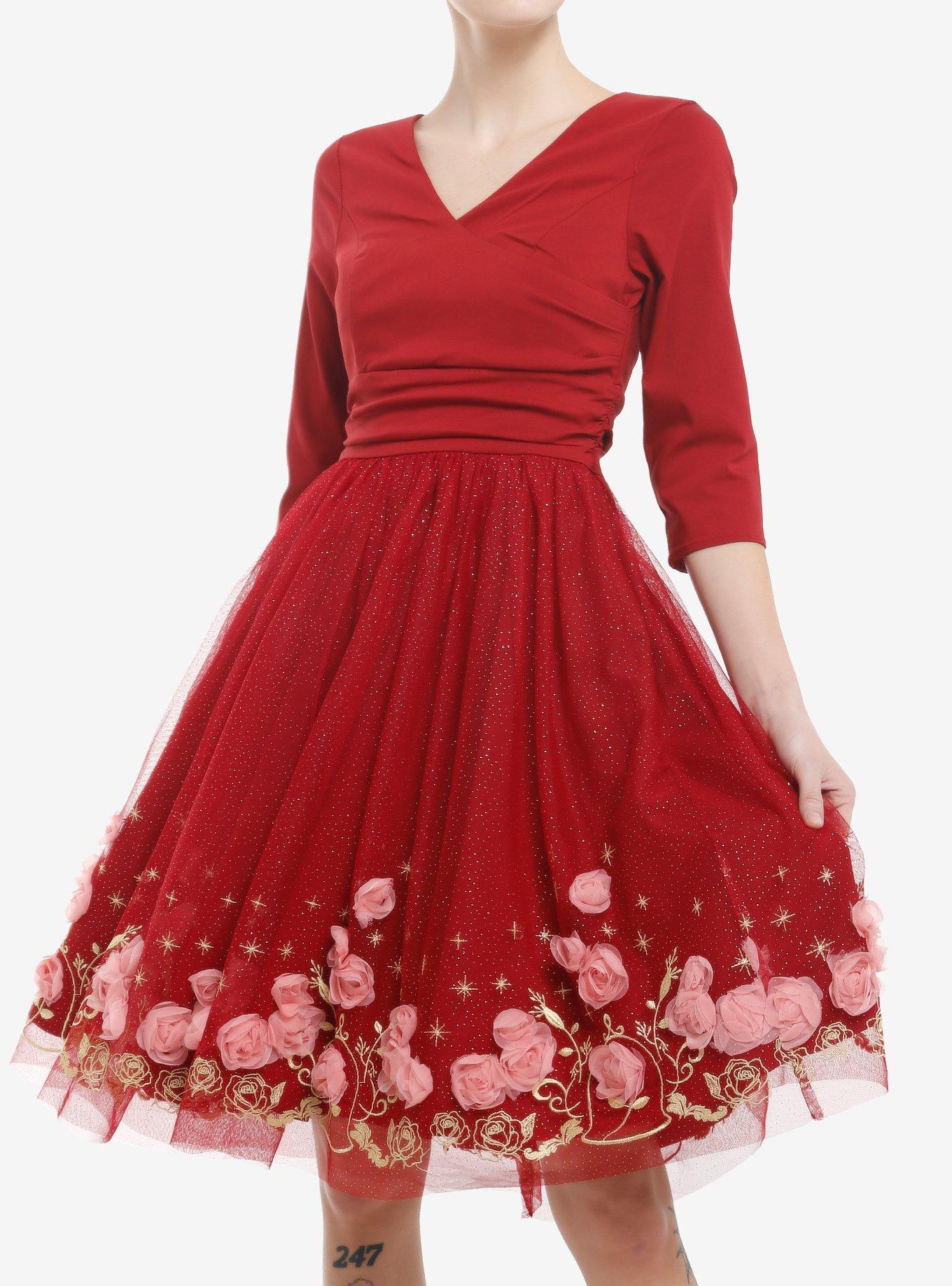 Her Universe Disney Beauty And The Beast Rose Glitter Dress Her Universe Exclusive, , hi-res