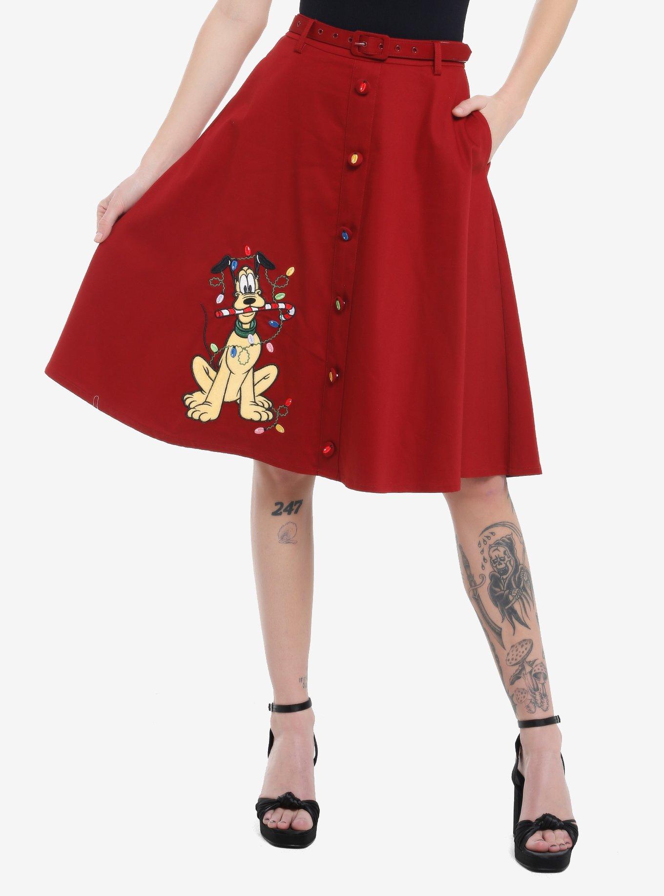 Her Universe Disney Pluto Holiday Retro Skirt Her Universe Exclusive, , hi-res