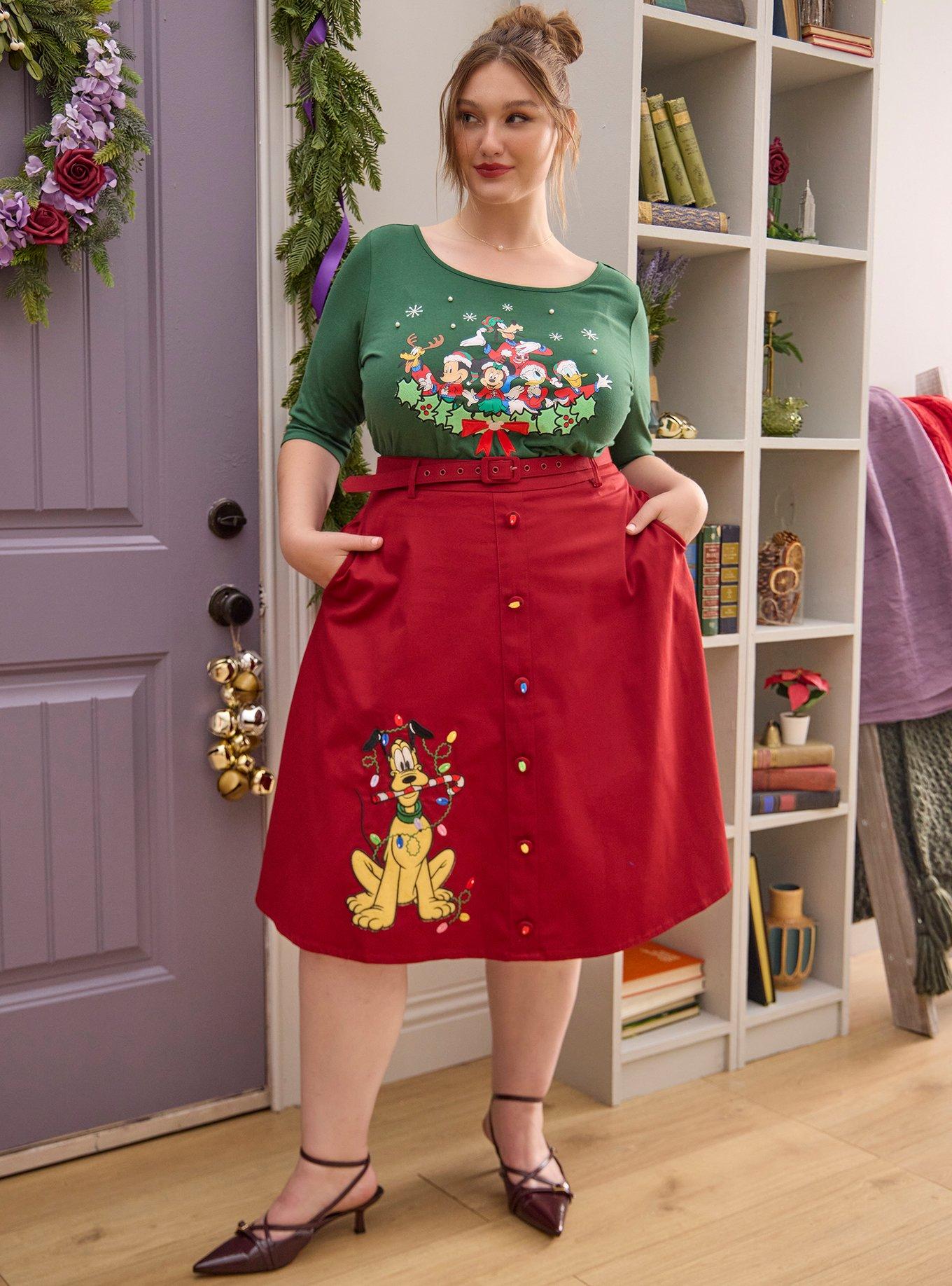 Her Universe Disney Pluto Holiday Retro Skirt Plus Size Her Universe Exclusive, , hi-res