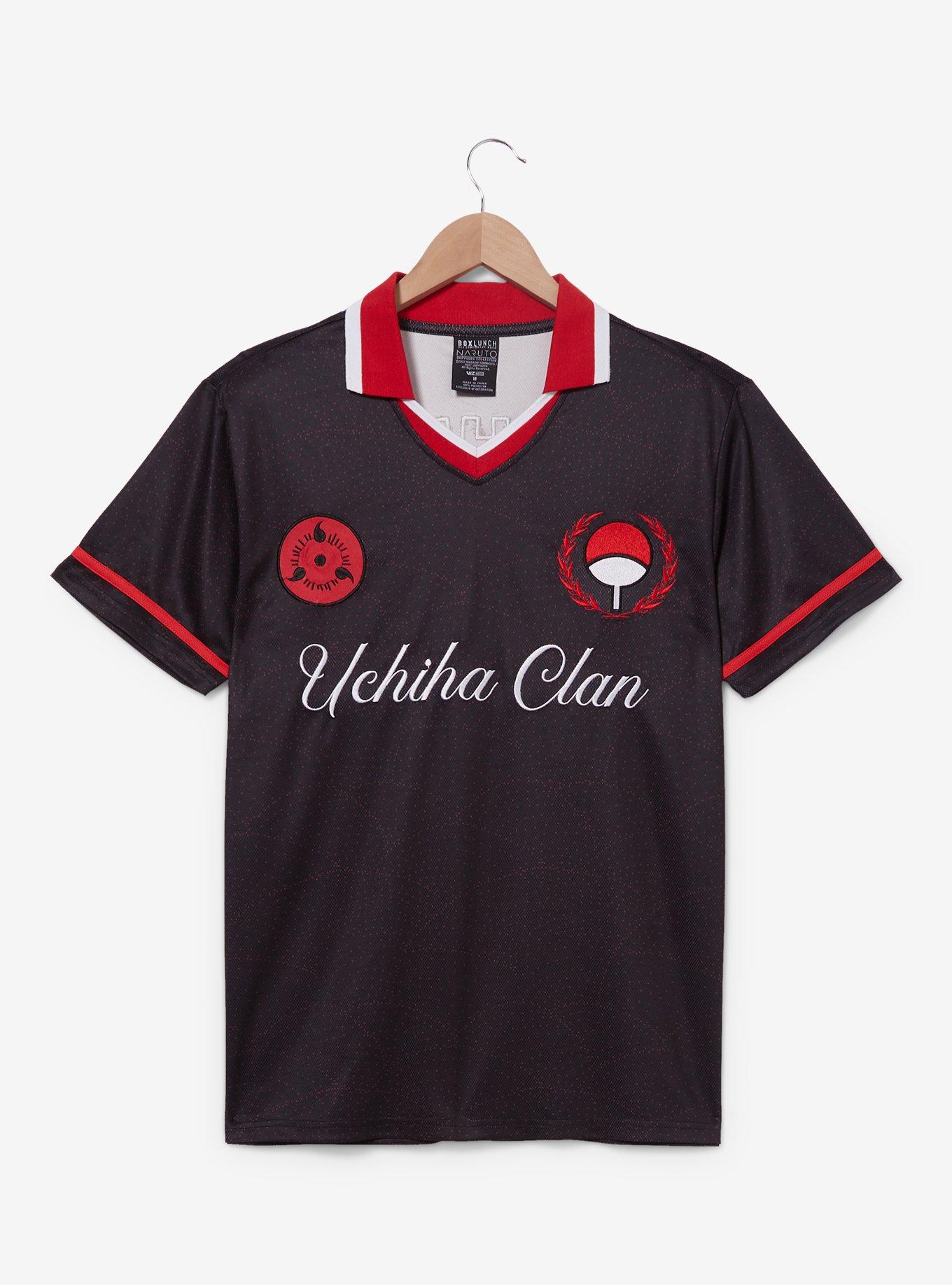 Naruto Shippuden Uchiha Clan Soccer Jersey - BoxLunch Exclusive, BLACK  BLACK RED, hi-res