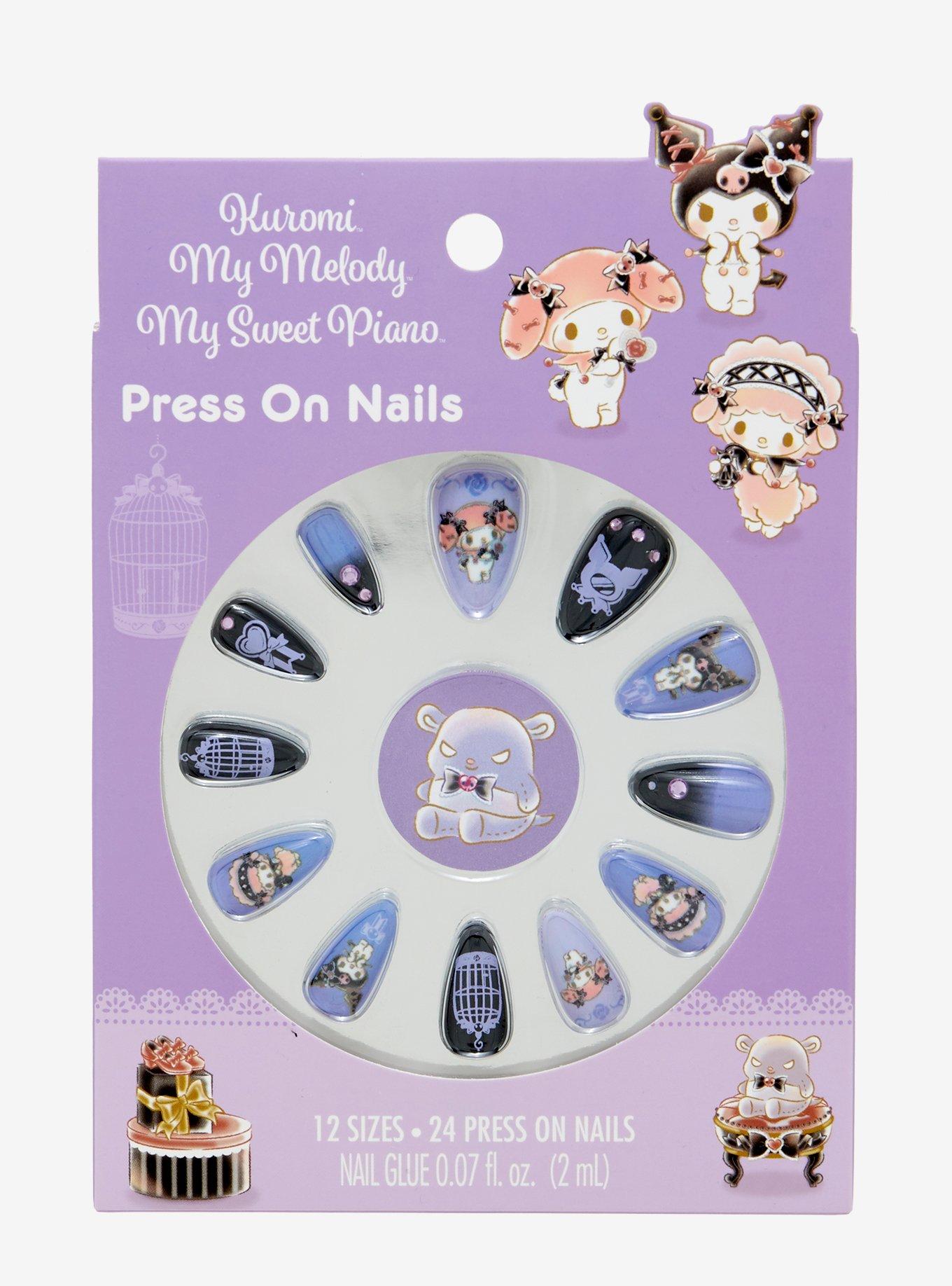 Kuromi & My Melody Cute Party Faux Nail Set, , hi-res