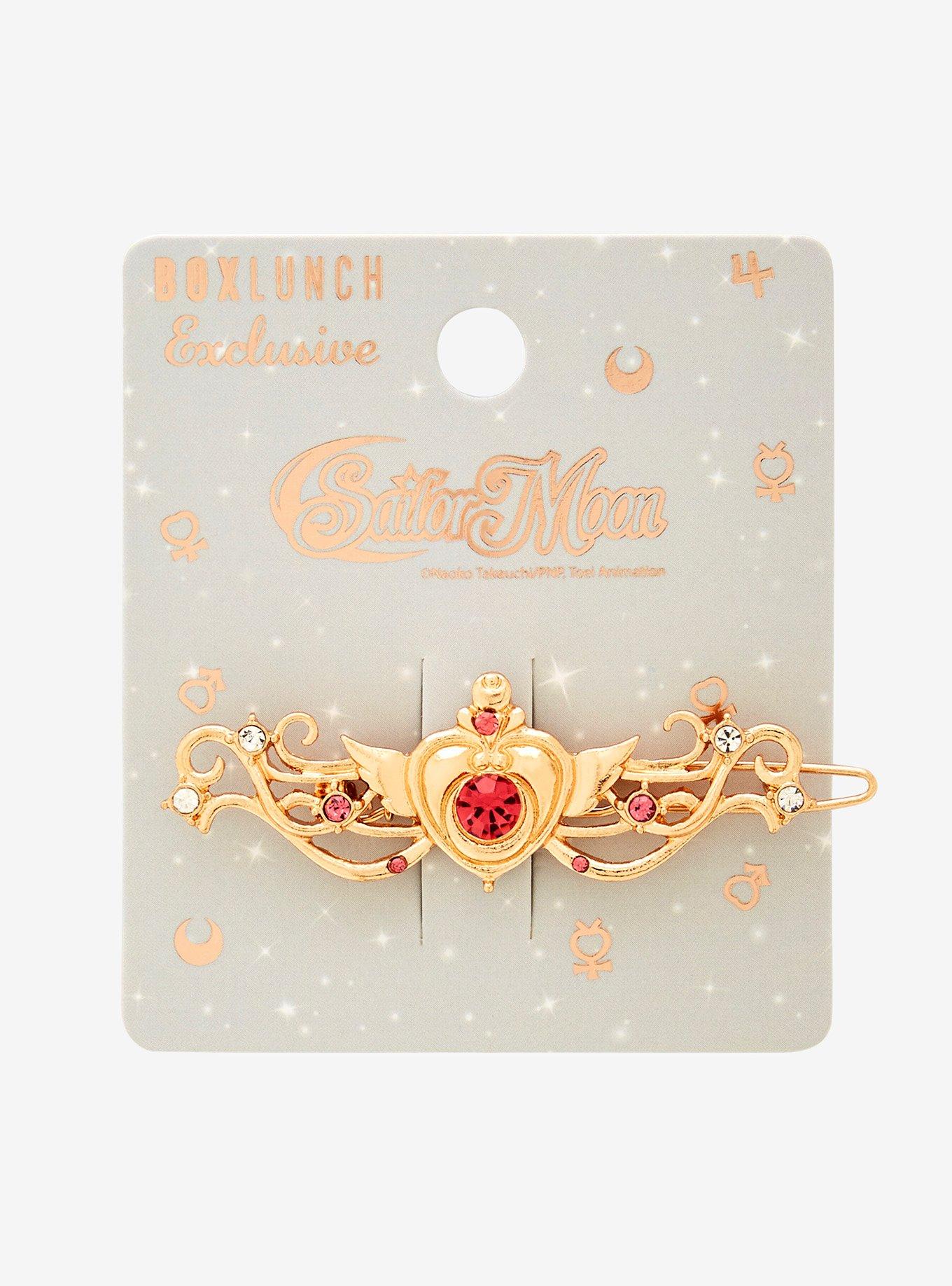 Pretty Guardian Sailor Moon Crisis Moon Compact Gold Rhinestone Barrette &mdash; BoxLunch Exclusive, , hi-res