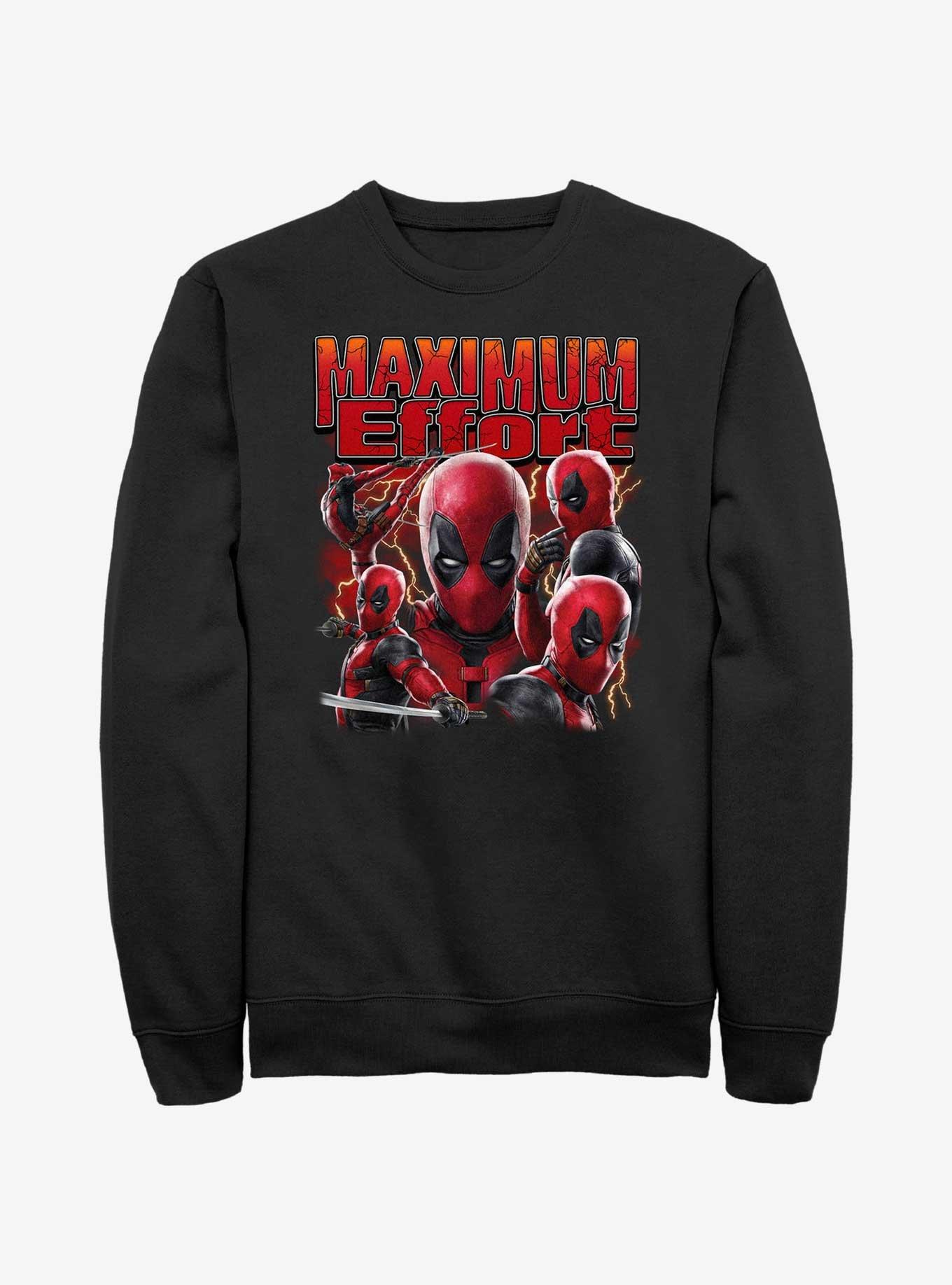 Marvel Deadpool & Wolverine Maximum Effort Sweatshirt BoxLunch Web Exclusive, BLACK, hi-res