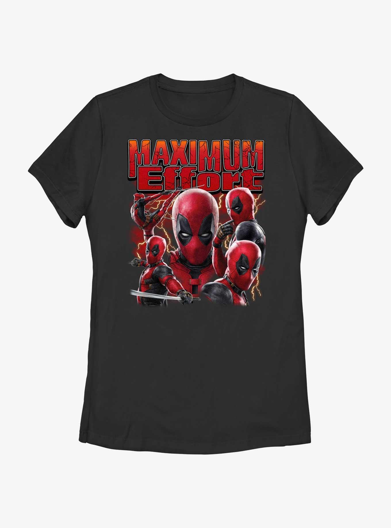 Marvel Deadpool & Wolverine Maximum Effort Womens T-Shirt BoxLunch Web Exclusive, BLACK, hi-res