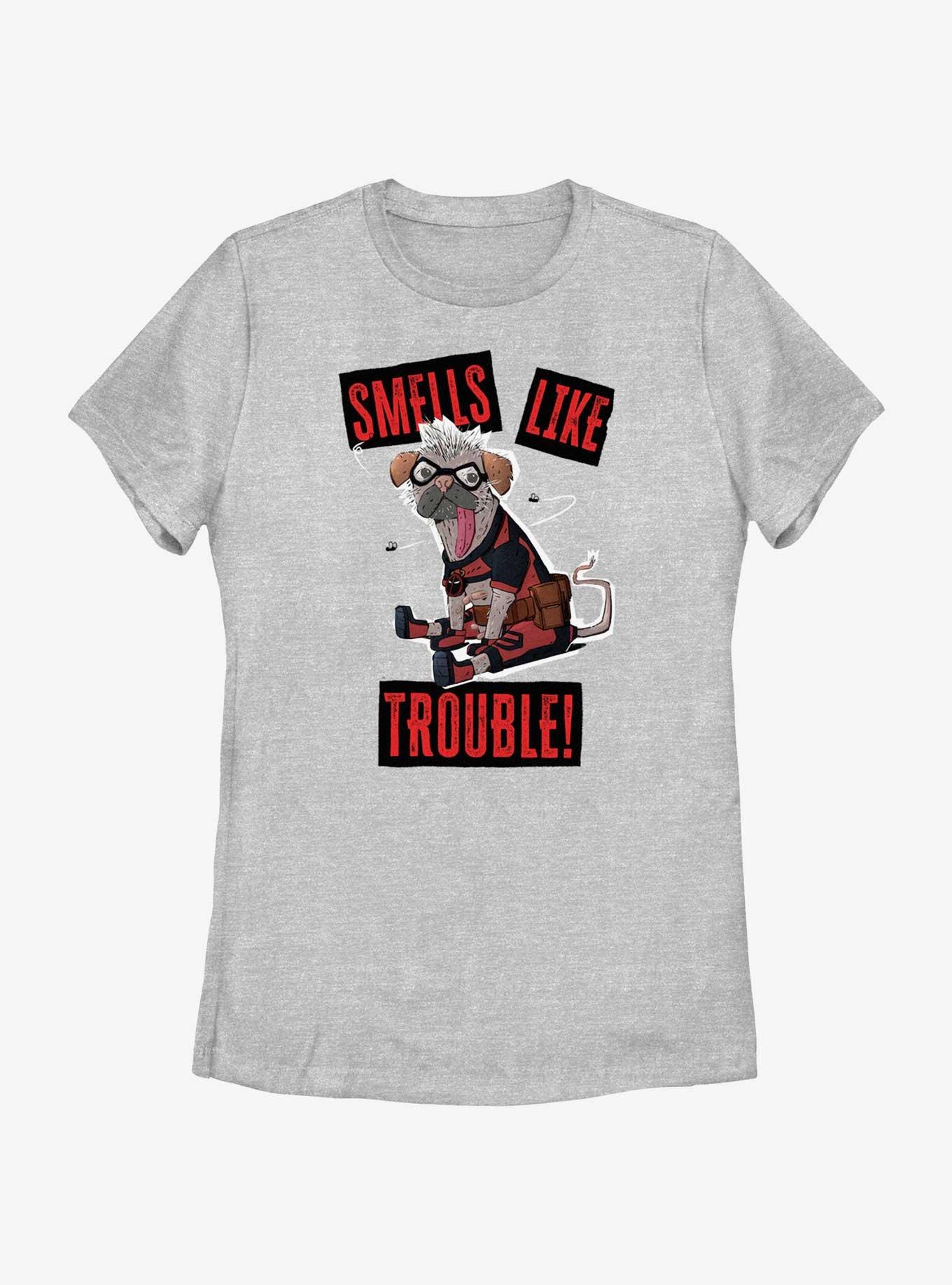 Marvel Deadpool & Wolverine Smells Like Trouble Dogpool Womens T-Shirt, ATH HTR, hi-res