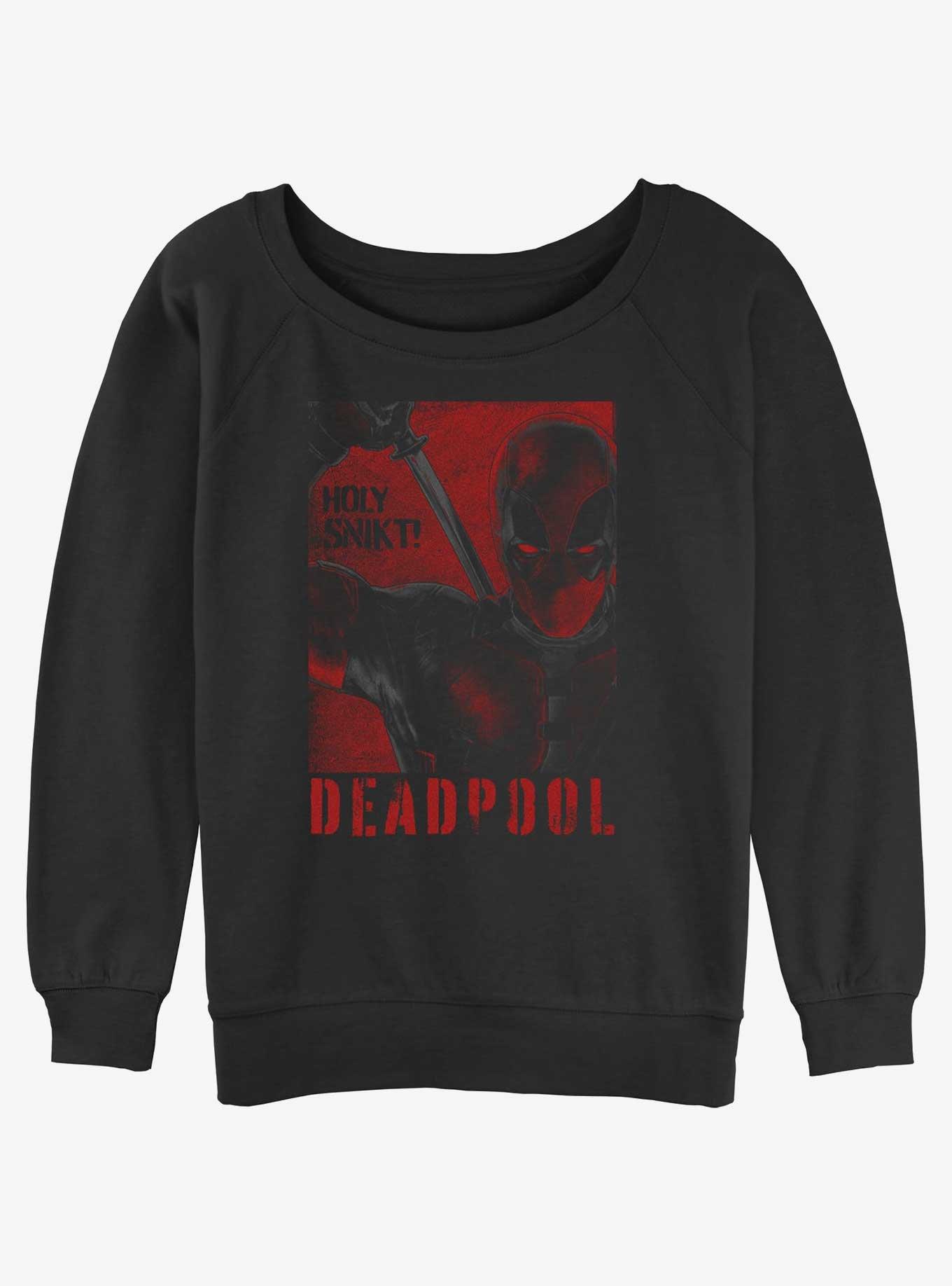 Marvel Deadpool & Wolverine Poster Deadpool SNIKT Womens Slouchy Sweatshirt BoxLunch Web Exclusive, BLACK, hi-res