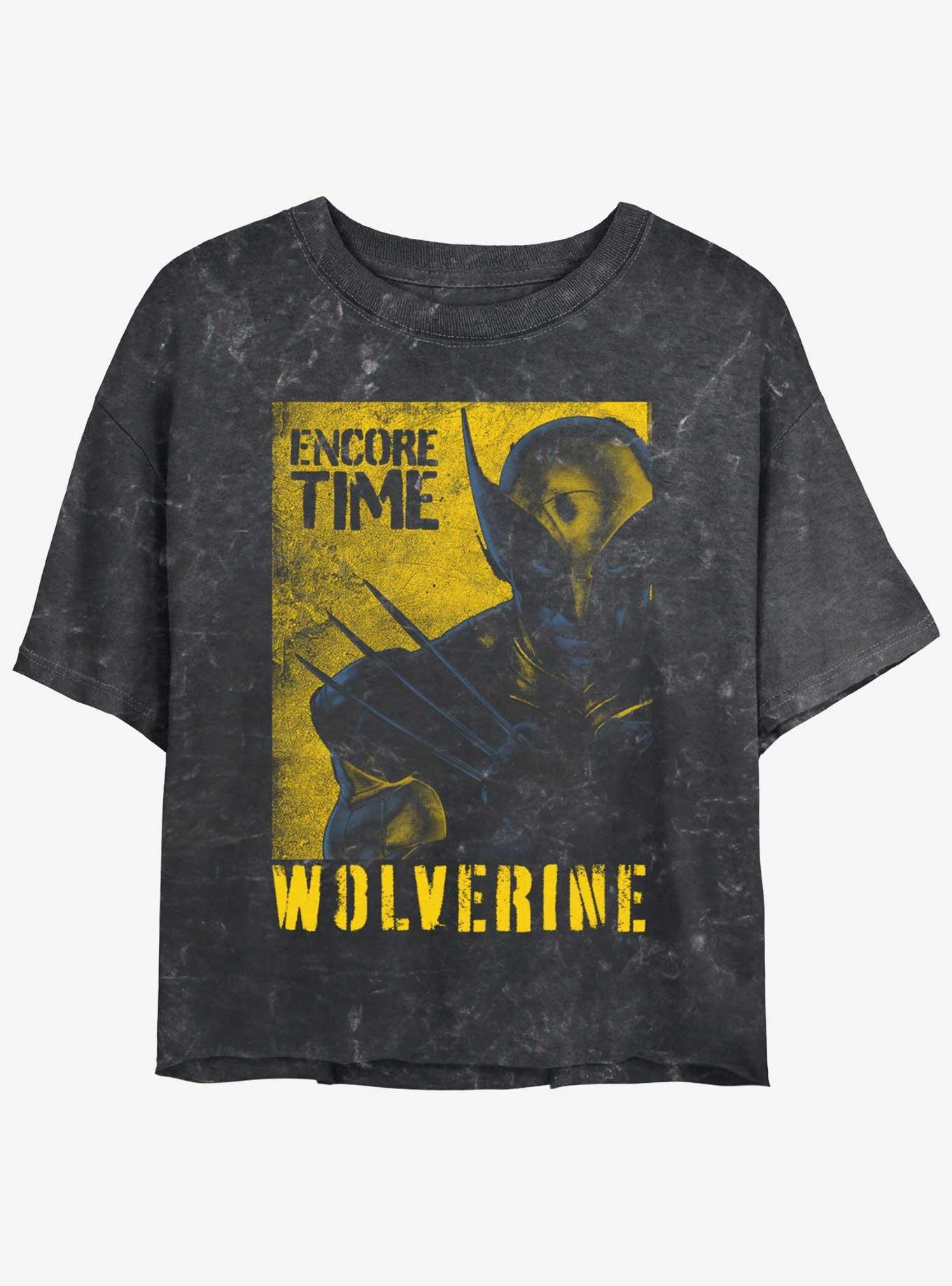 Marvel Deadpool & Wolverine Poster Wolverine Encore Time Womens Mineral Wash Crop T-Shirt, BLACK, hi-res