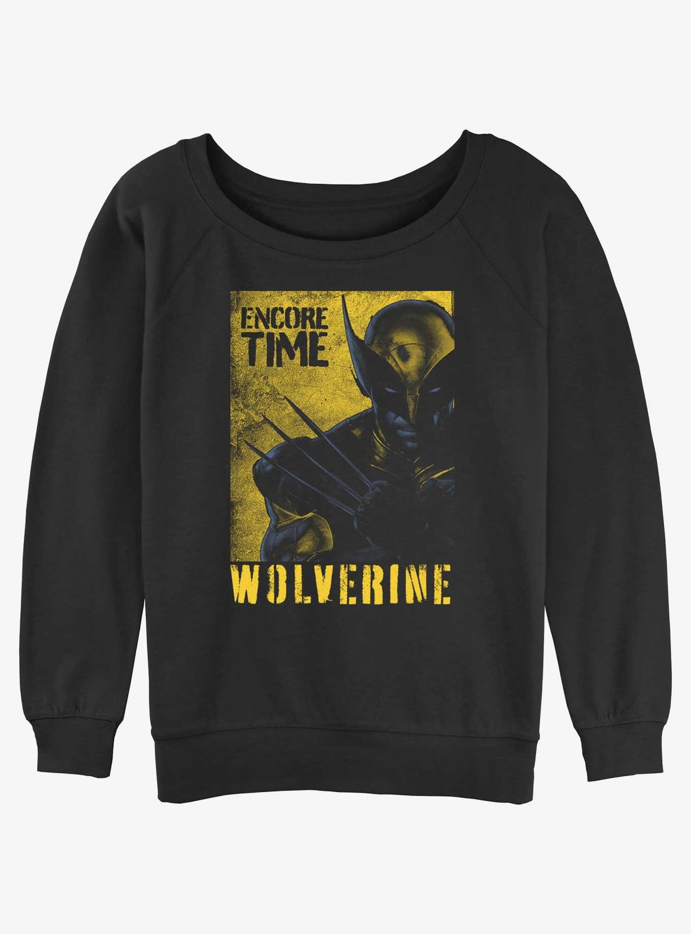 Marvel Deadpool & Wolverine Poster Wolverine Encore Time Womens Slouchy Sweatshirt, BLACK, hi-res