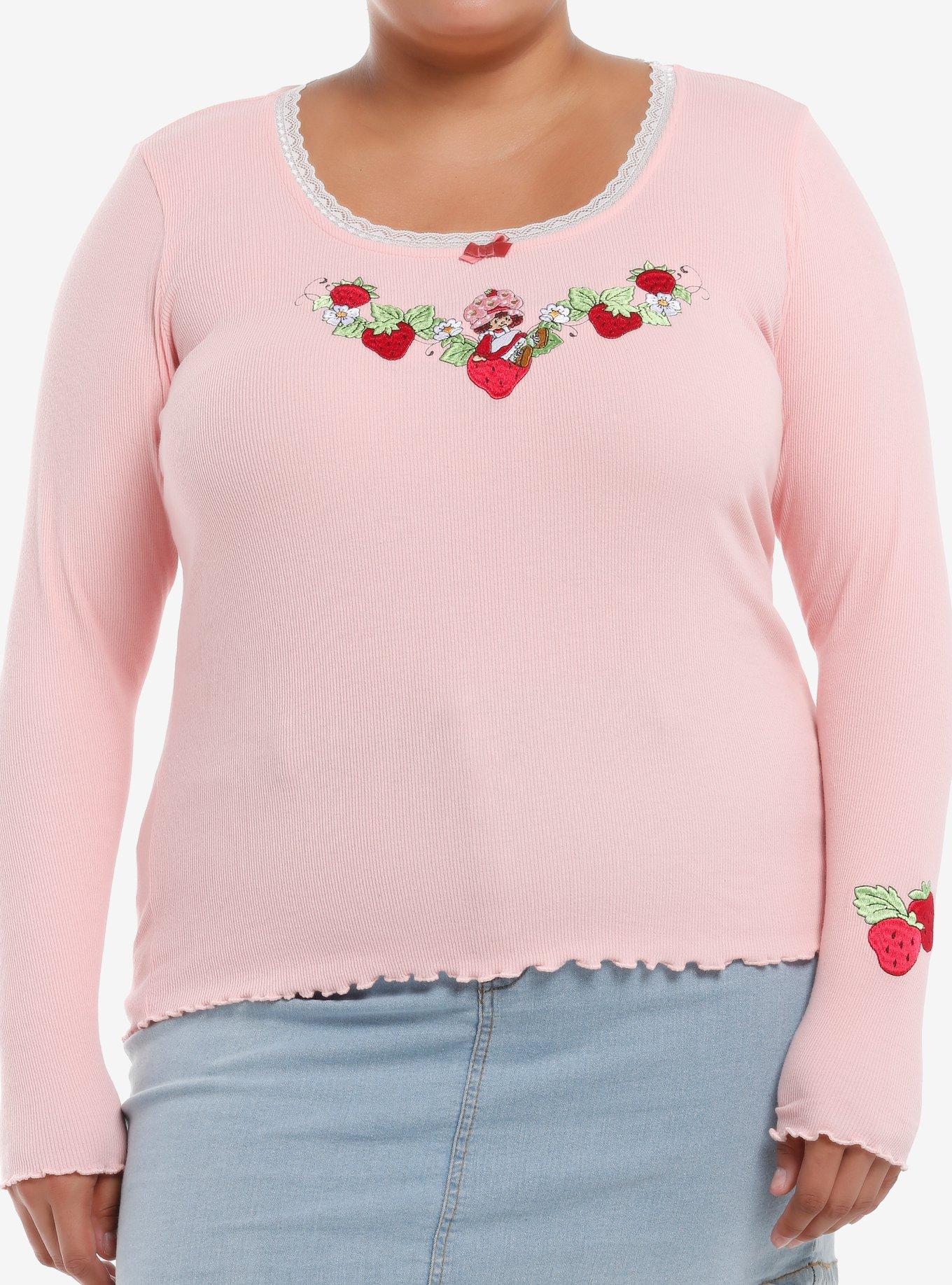 Strawberry Shortcake Embroidered Long-Sleeve Top Plus Size, , hi-res