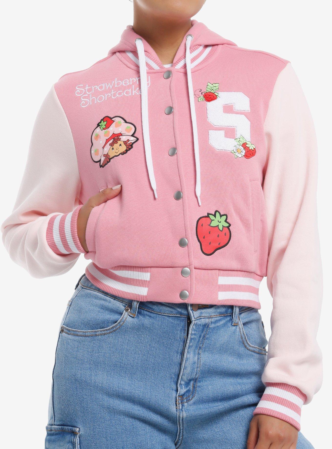 Strawberry Shortcake Pink Hooded Varsity Jacket, , hi-res