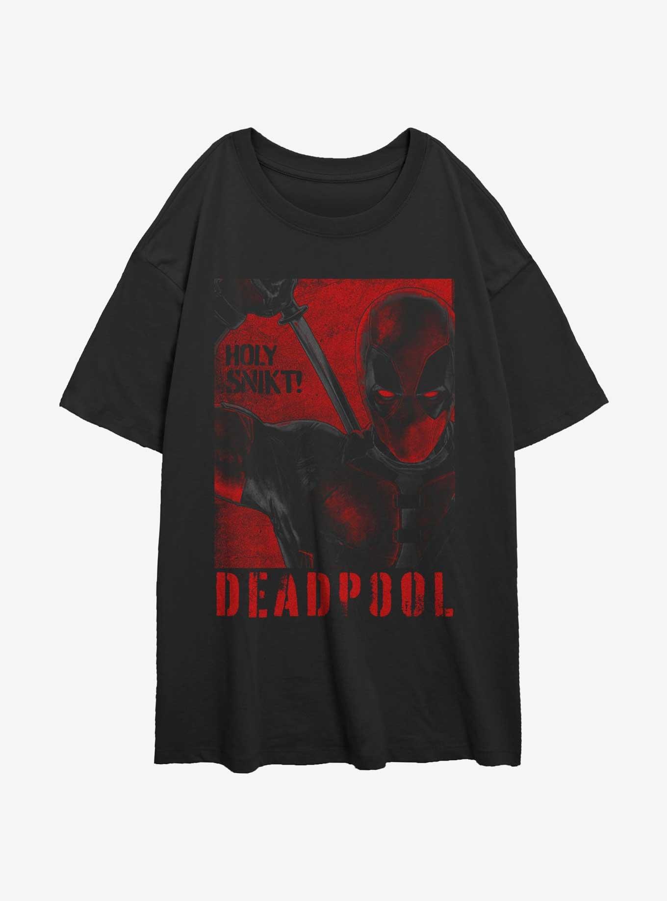 Marvel Deadpool & Wolverine Poster Deadpool SNIKT Womens Oversized T-Shirt, BLACK, hi-res