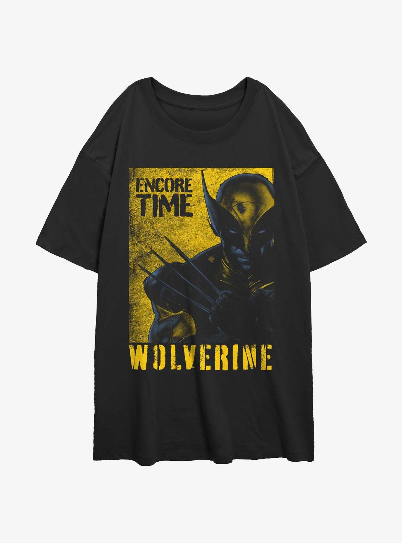 Marvel Deadpool & Wolverine Poster Encore Time Womens Oversized T-Shirt