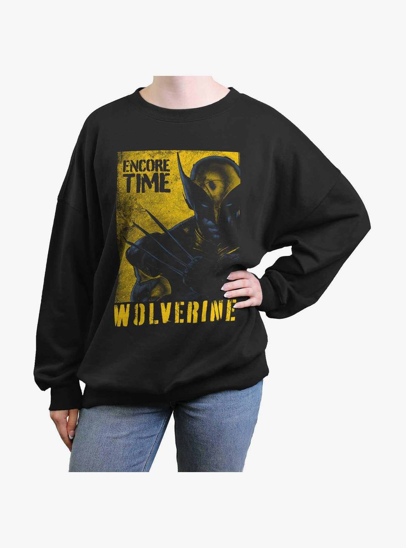 Marvel Deadpool & Wolverine Poster Wolverine Encore Time Womens Oversized Sweatshirt, BLACK, hi-res