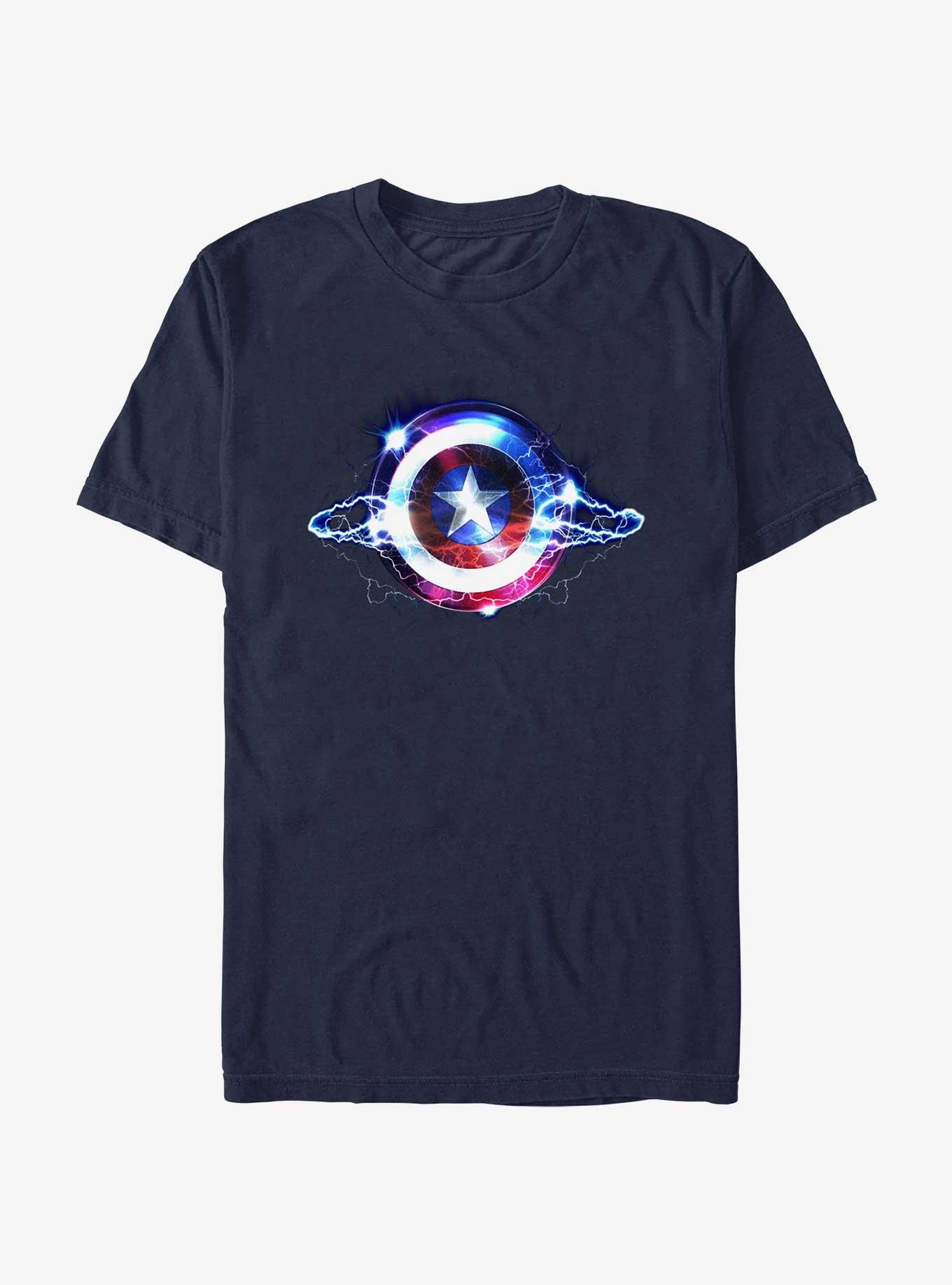 Marvel Captain America Lightning Shield T-Shirt, NAVY, hi-res