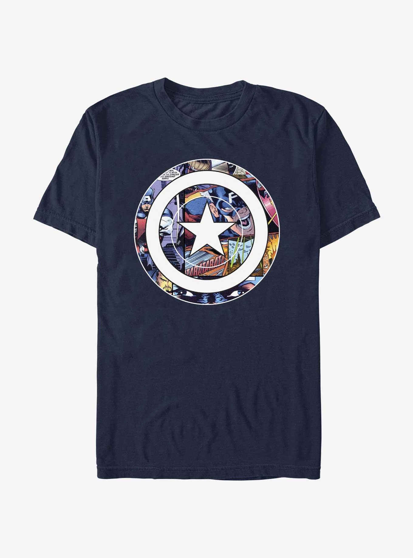 Marvel Captain America Comic Shield T-Shirt, NAVY, hi-res