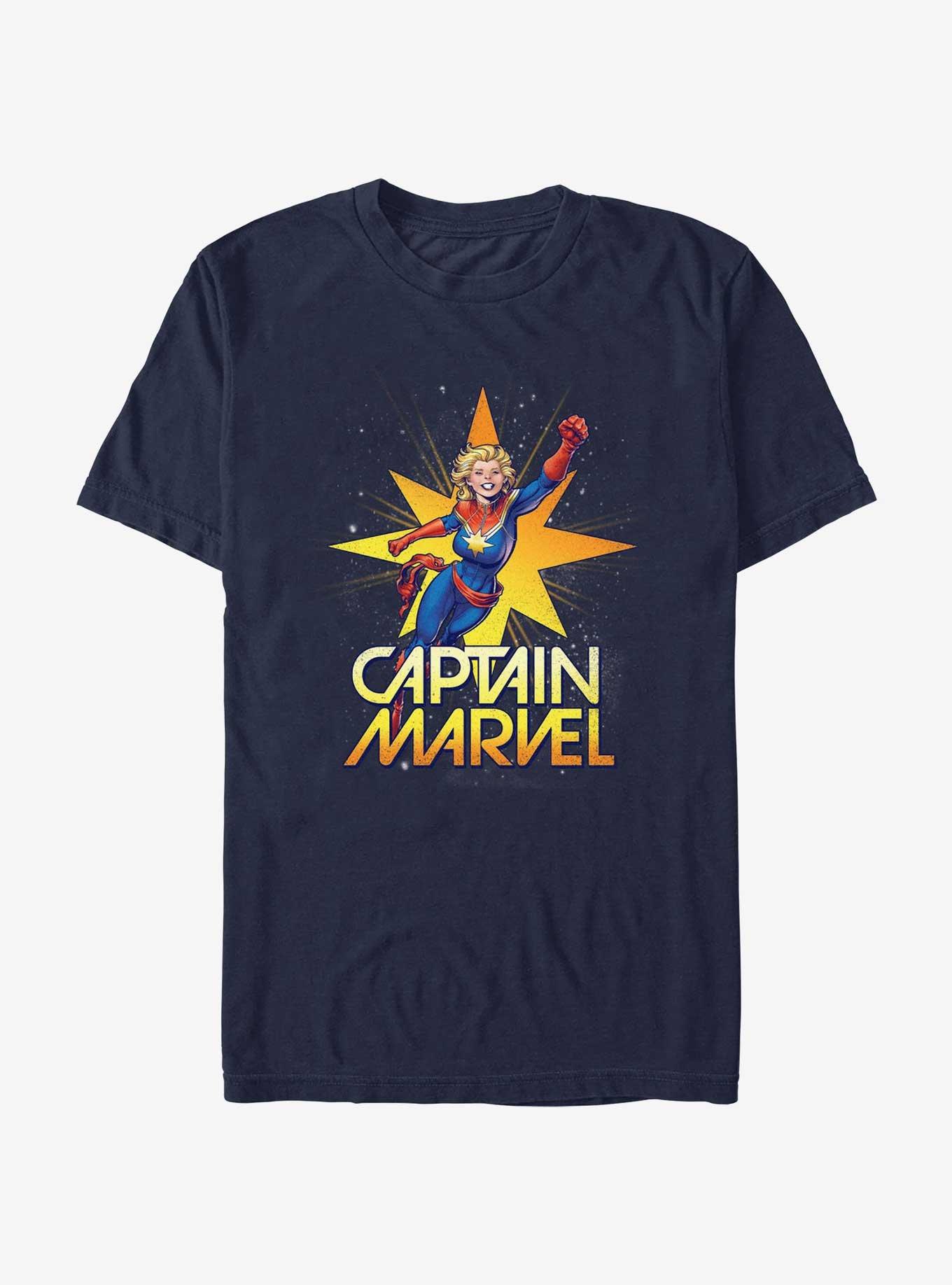 Marvel Captain Marvel Star Burst Flight T-Shirt, NAVY, hi-res