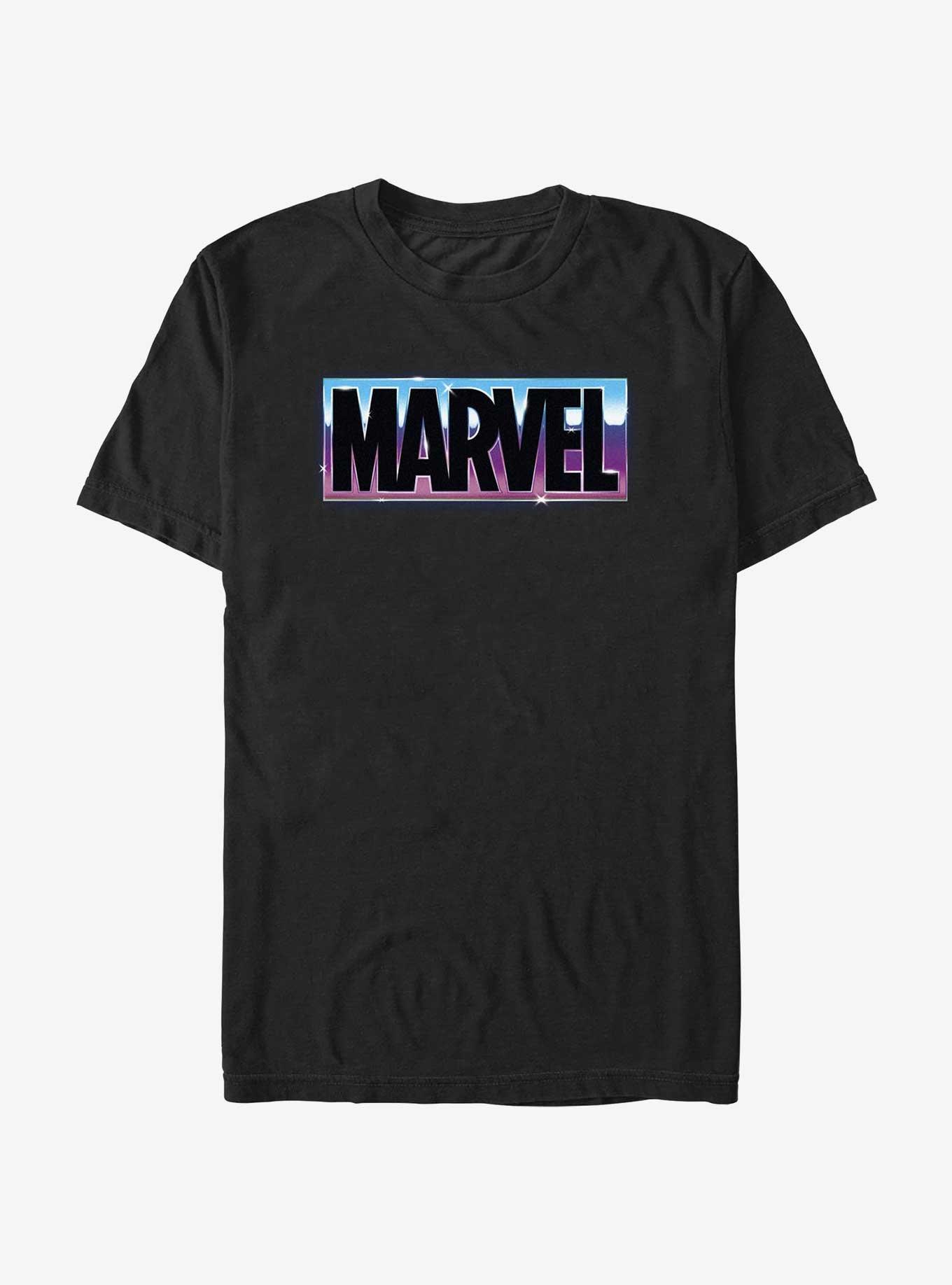 Marvel Chrome Logo T-Shirt, BLACK, hi-res