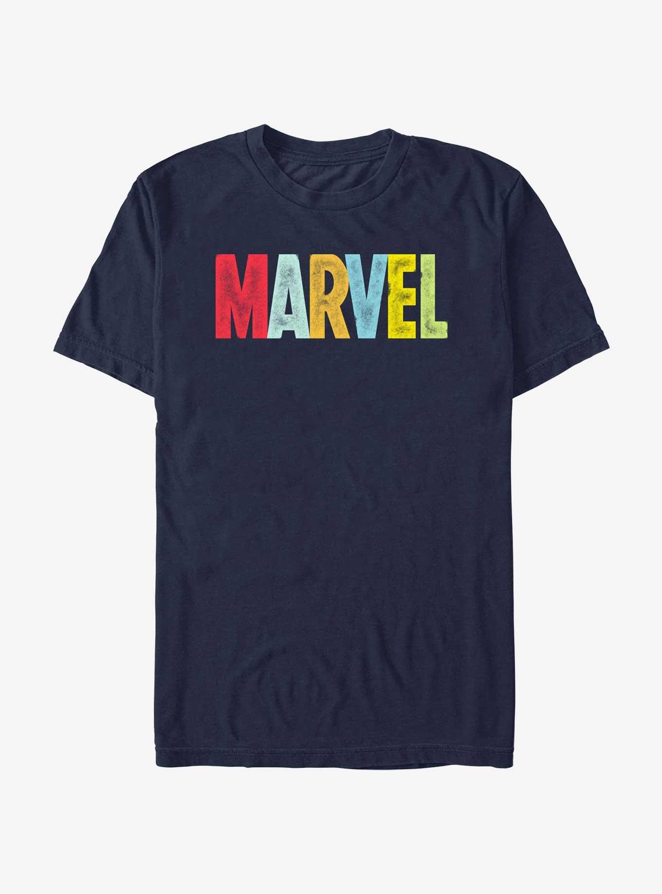 Marvel Colorful Logo T-Shirt, NAVY, hi-res