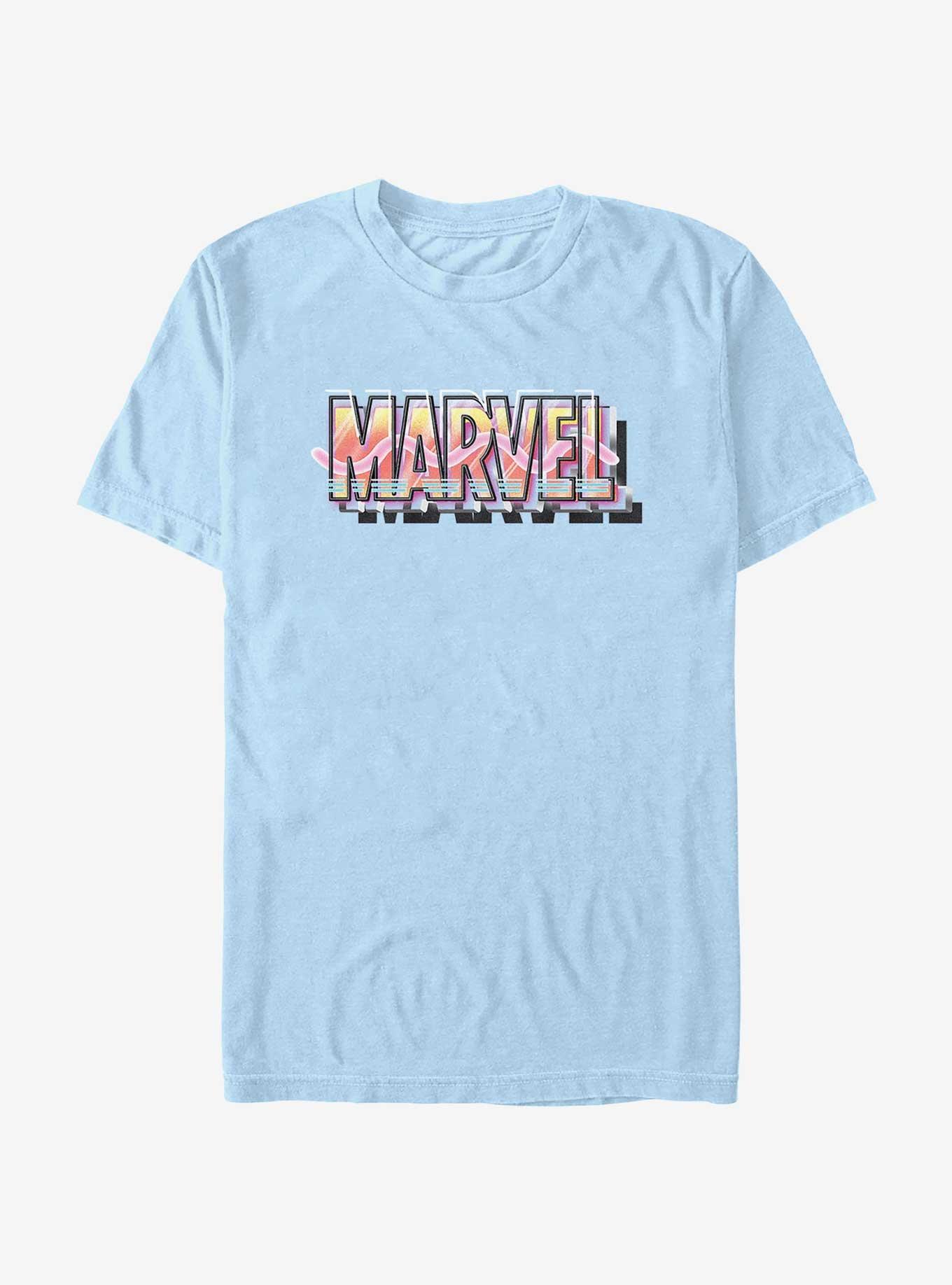 Marvel 90's Logo T-Shirt, LT BLUE, hi-res