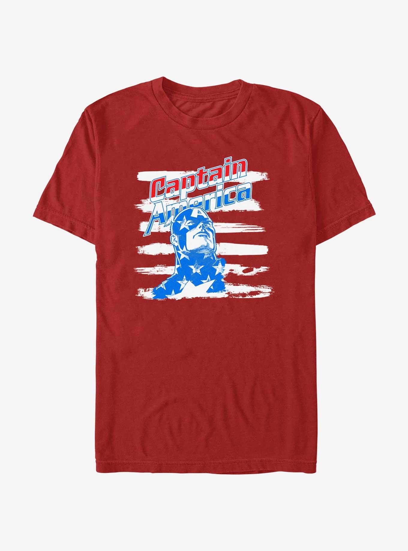 Marvel Captain America Brush Stripes T-Shirt, RED, hi-res