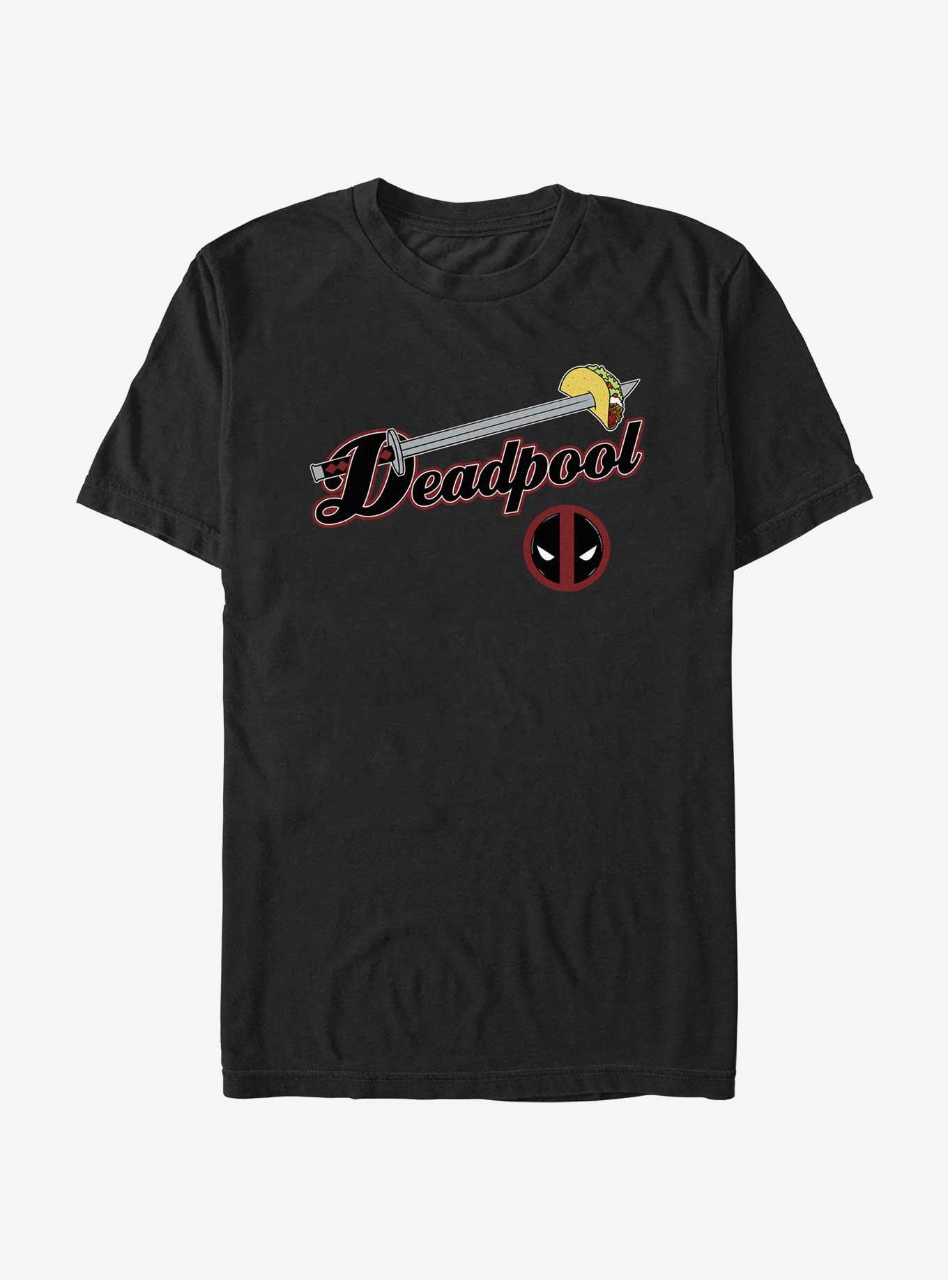 Marvel Deadpool Taco Sword Logo T-Shirt, BLACK, hi-res