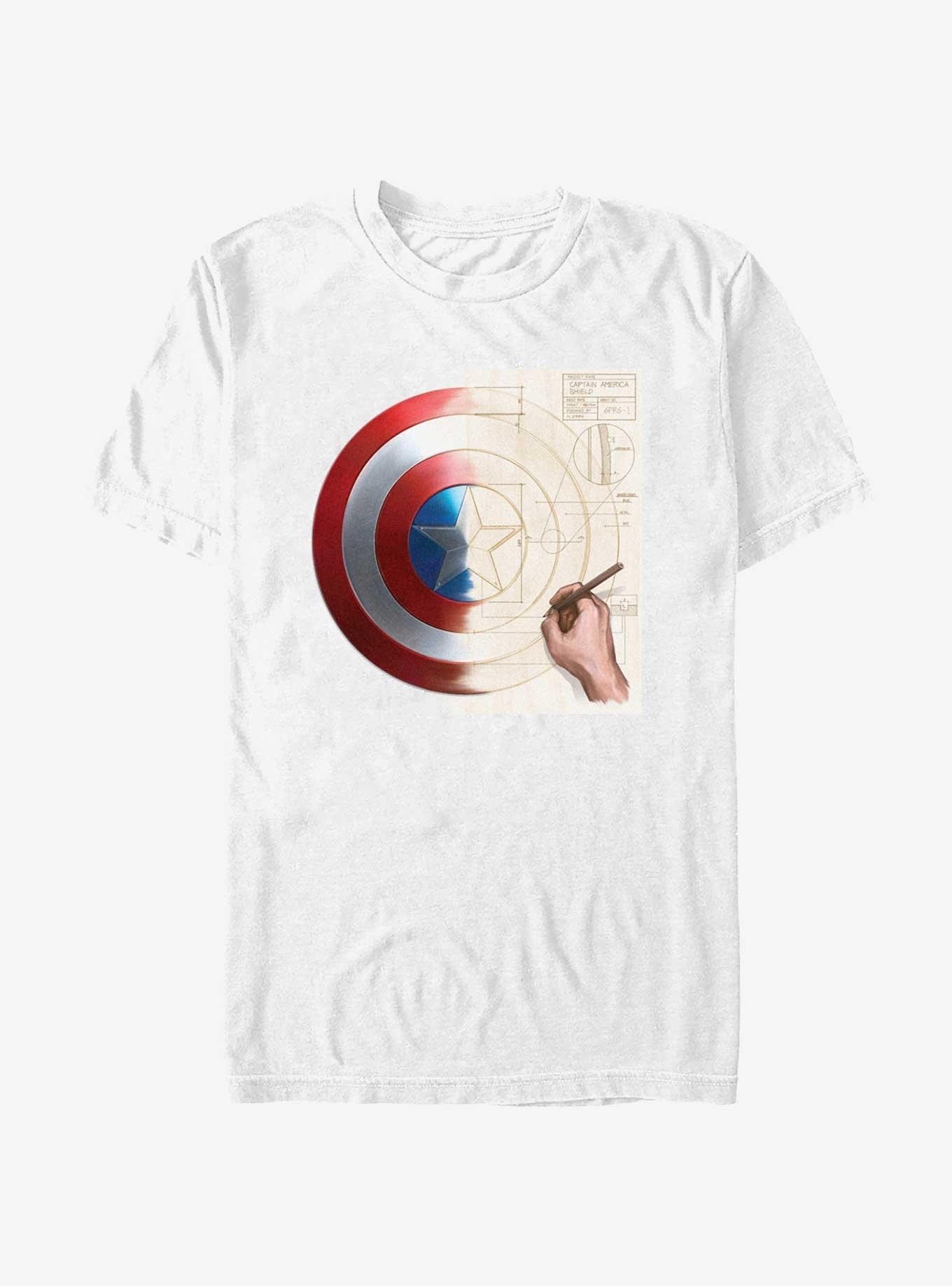 Marvel Captain America Drafting Shield T-Shirt, WHITE, hi-res
