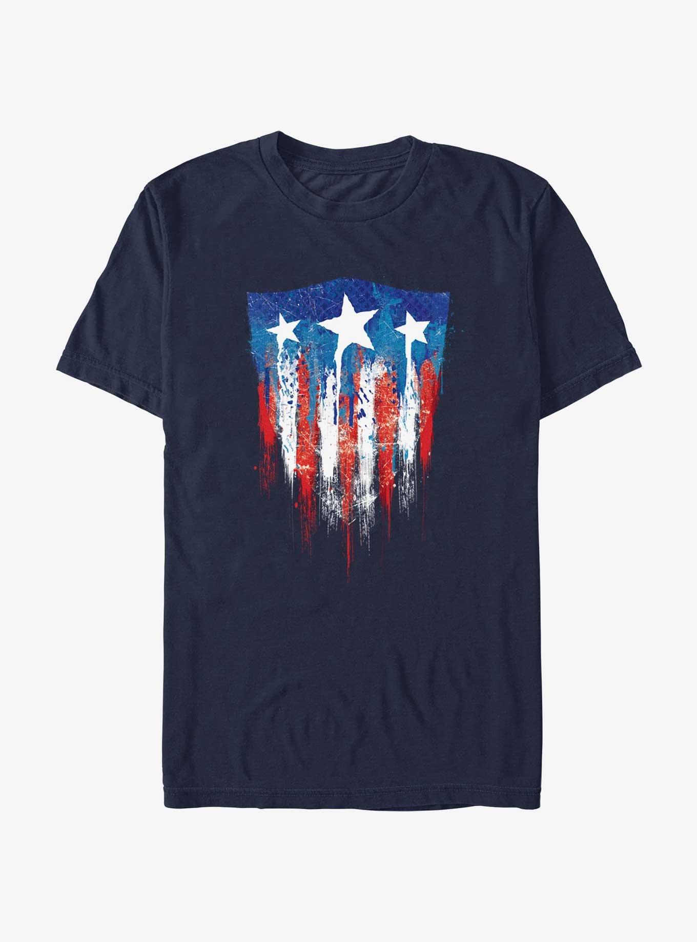 Marvel Captain America Dripping Cap T-Shirt, NAVY, hi-res