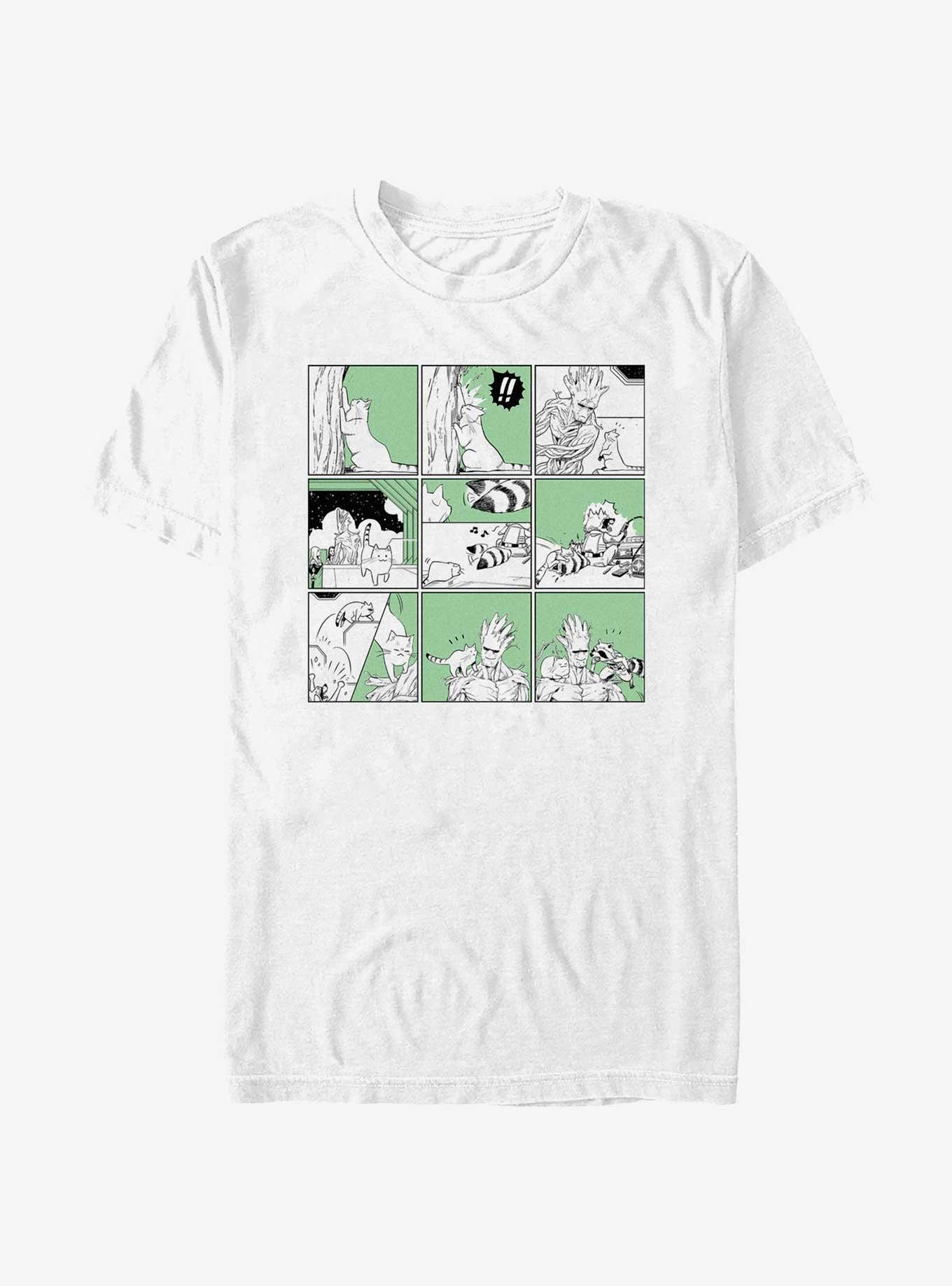 Marvel Guardians of the Galaxy Groot Meow Comic T-Shirt, WHITE, hi-res