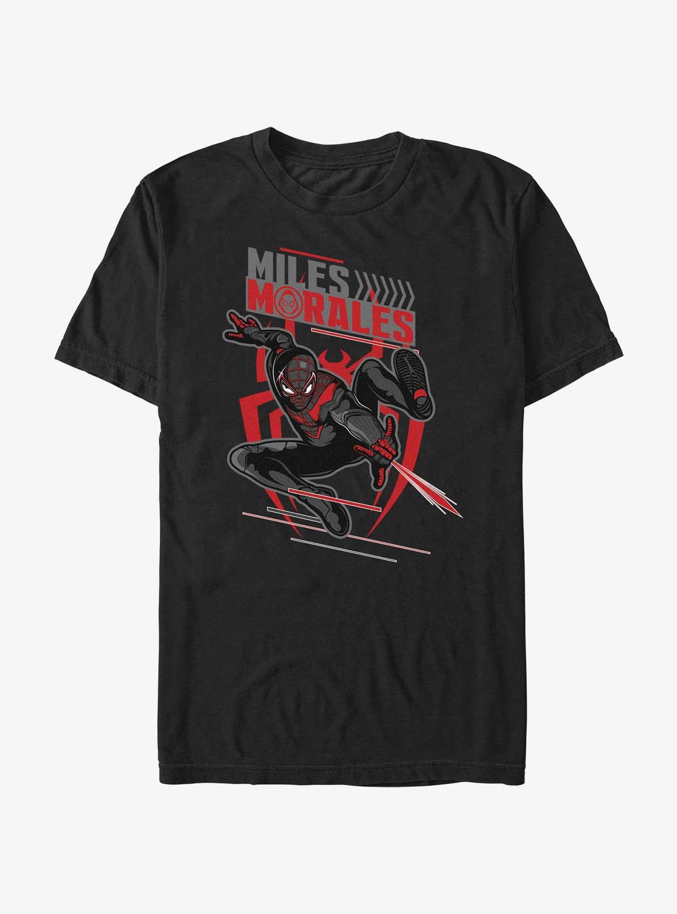 Marvel Spider-Man Miles Morales Battle Stance T-Shirt, BLACK, hi-res