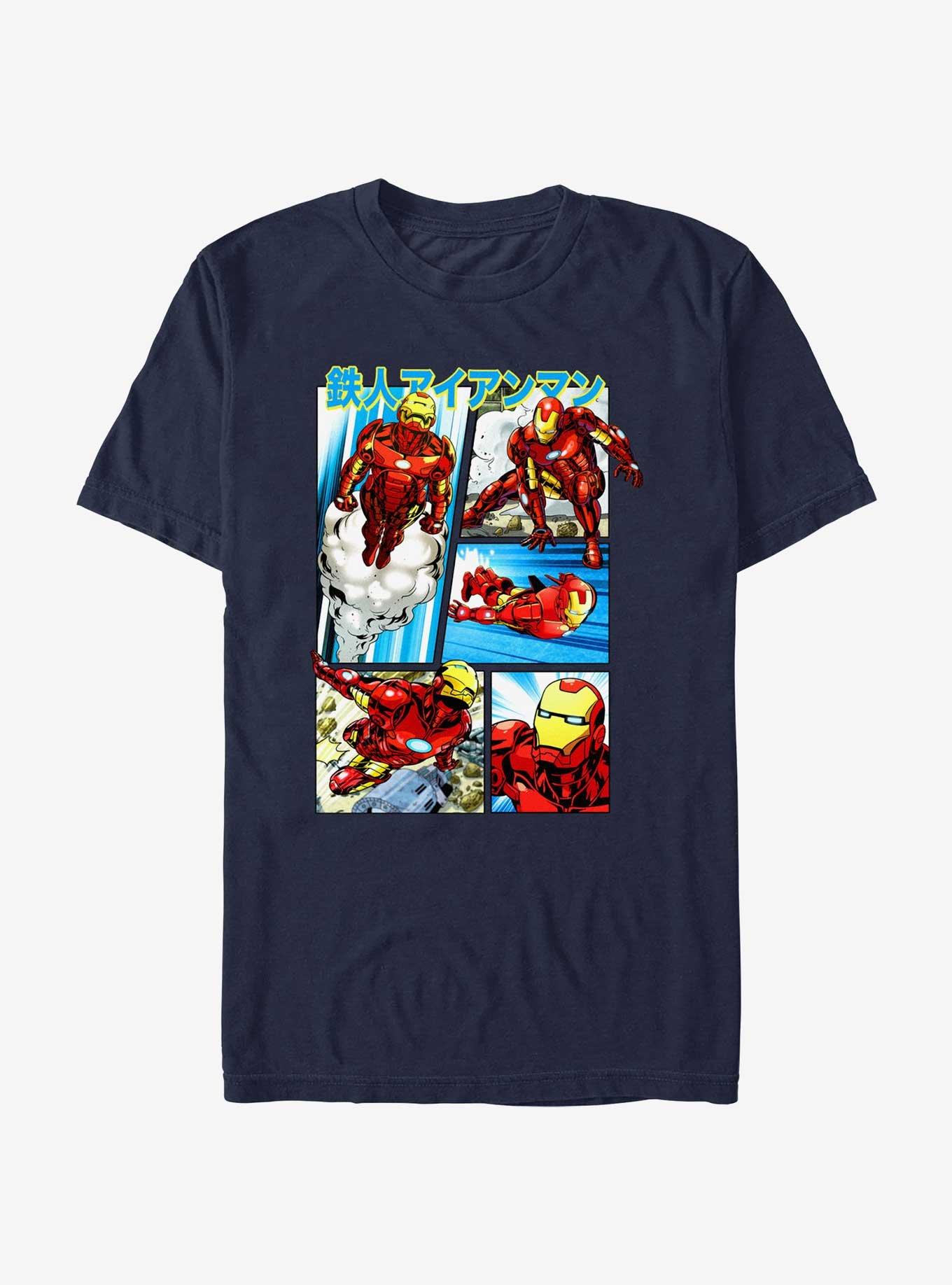 Marvel Iron Man Anime Panels T-Shirt, NAVY, hi-res