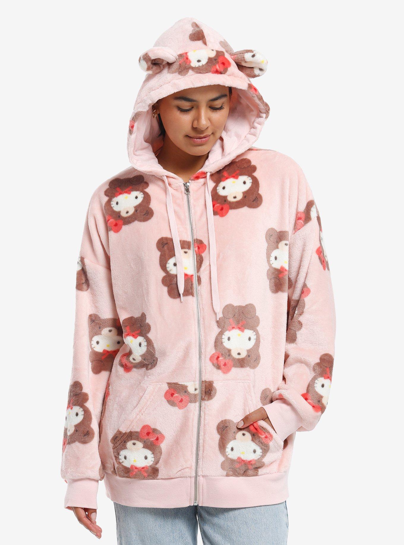 Hello Kitty Latte Bear Fuzzy Girls Hoodie, , hi-res