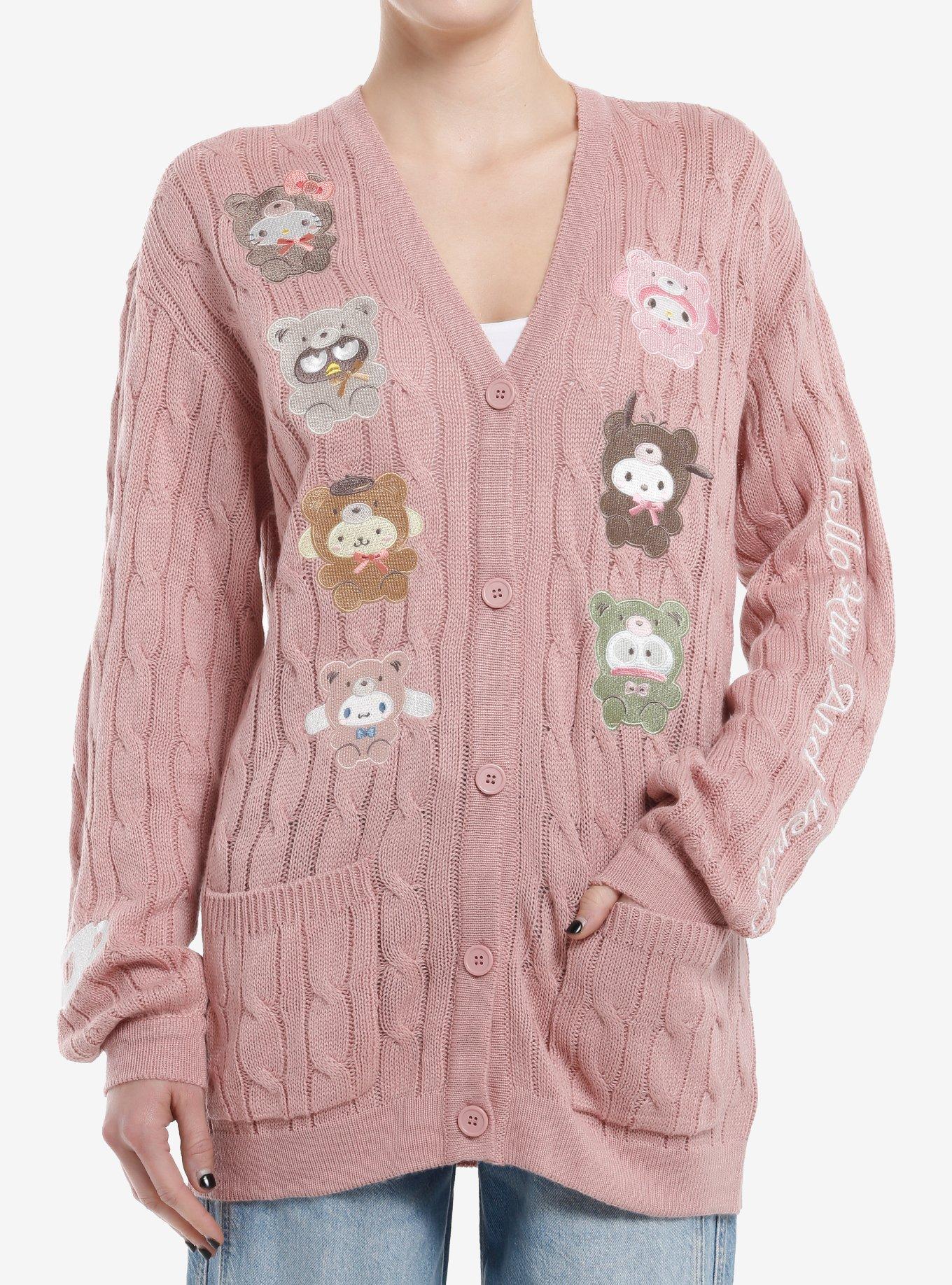 Hello Kitty And Friends Latte Bear Cable Knit Girls Cardigan, , hi-res