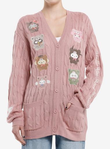 Hello Kitty And Friends Latte Bear Cable Knit Girls Cardigan | Hot
