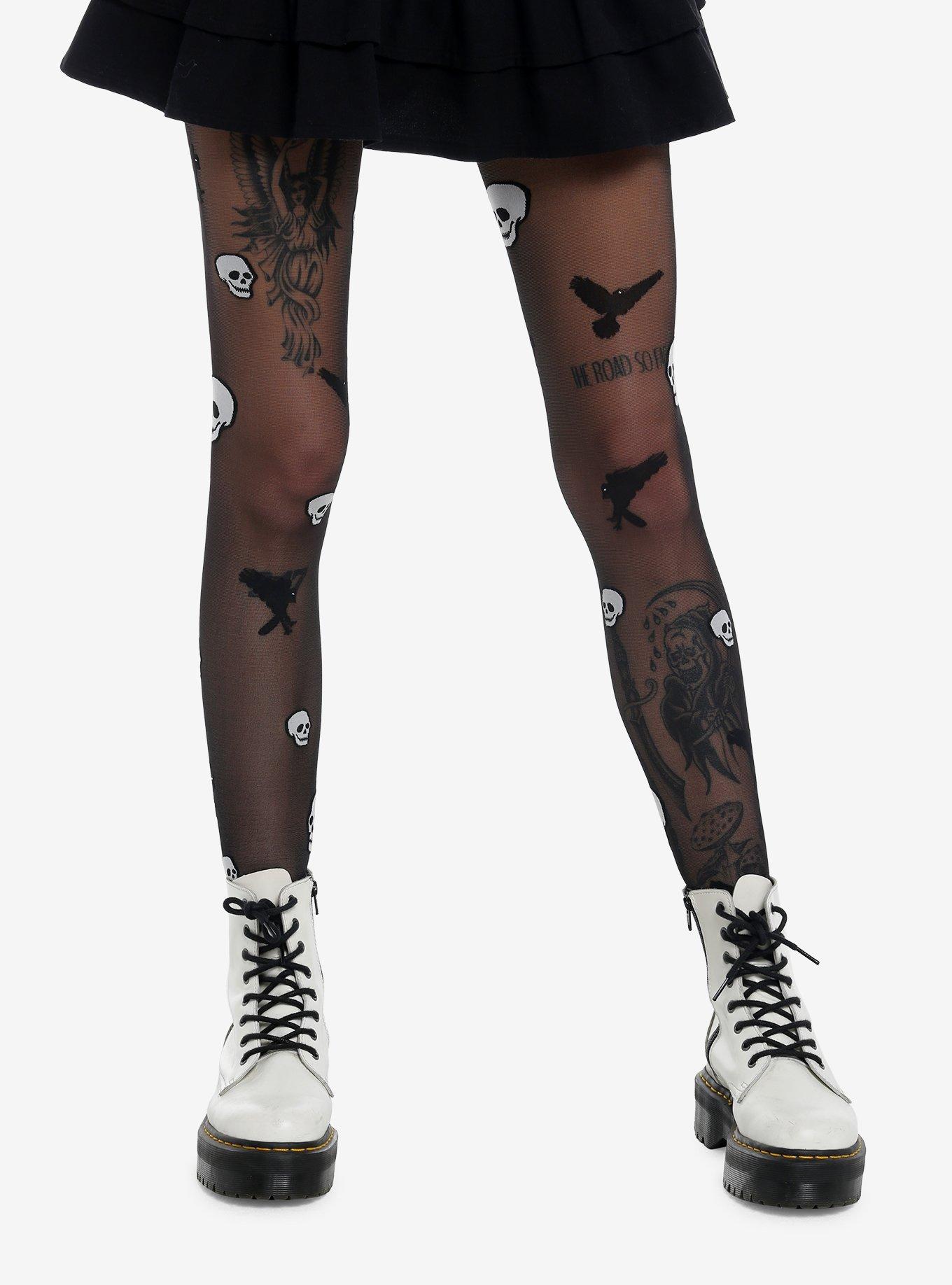 Black Skull & Raven Tights