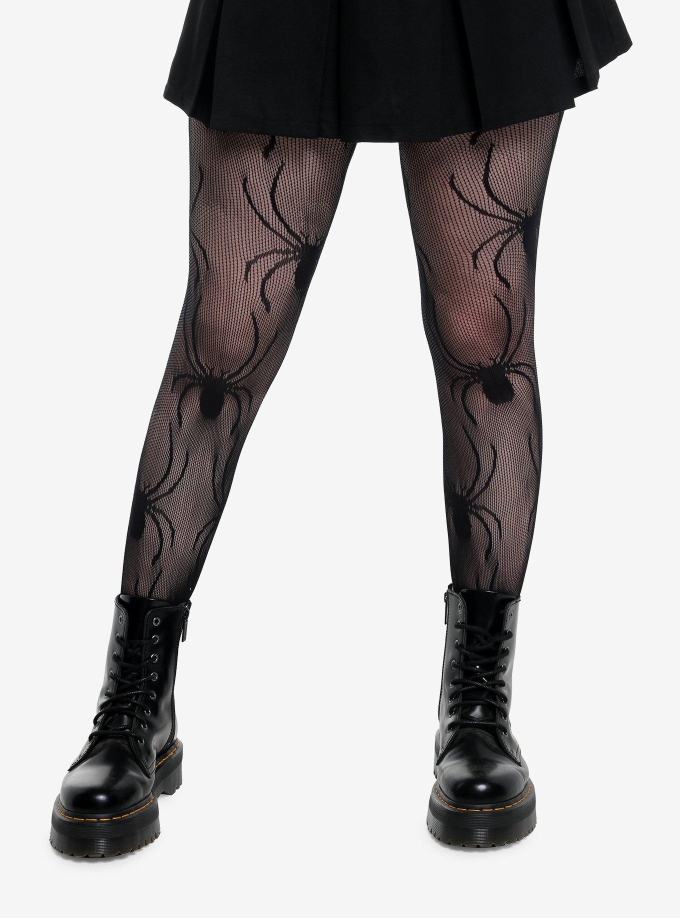Black Spiders Fishnet Tights, , hi-res