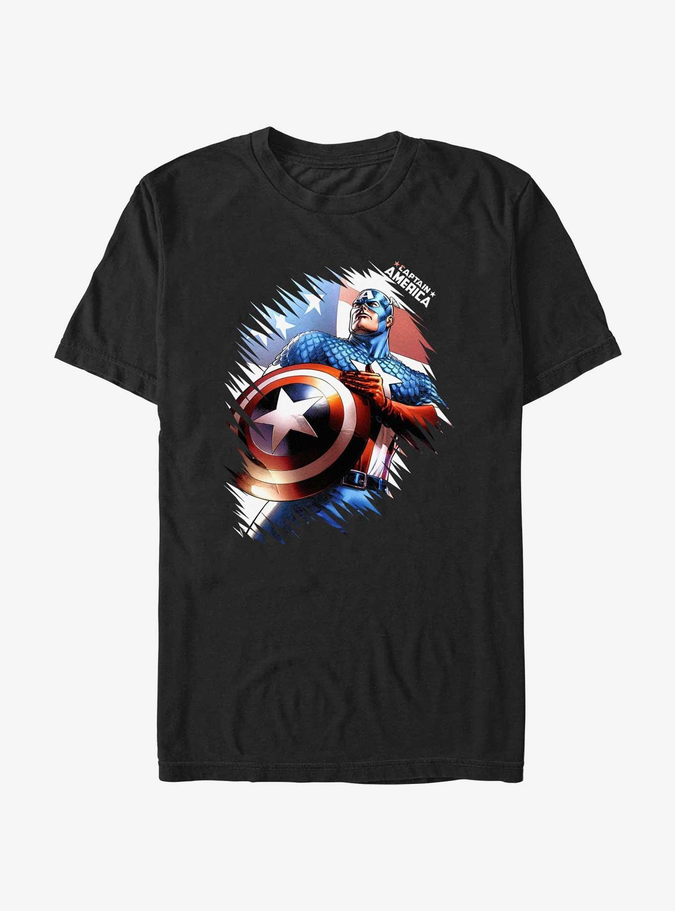 Marvel Captain America Old Glory T-Shirt, BLACK, hi-res