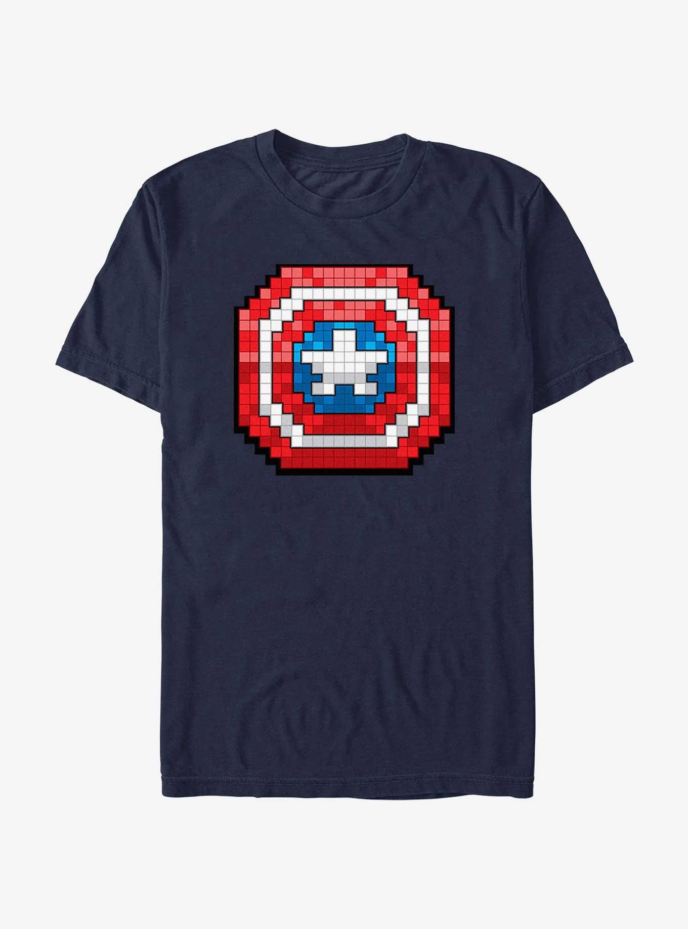 Marvel Captain America Pixel Dot Shield T-Shirt, NAVY, hi-res