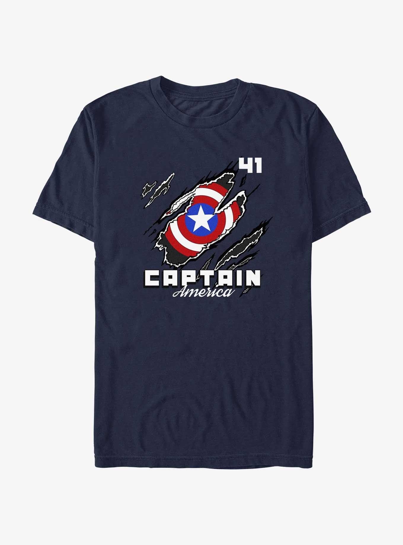 Marvel Captain America Ripped Shield T-Shirt, NAVY, hi-res