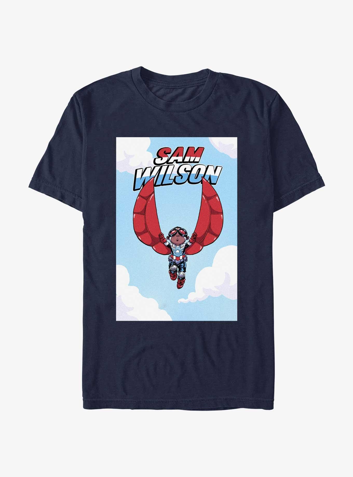 Marvel Captain America Sam Wilson Poster T-Shirt, NAVY, hi-res