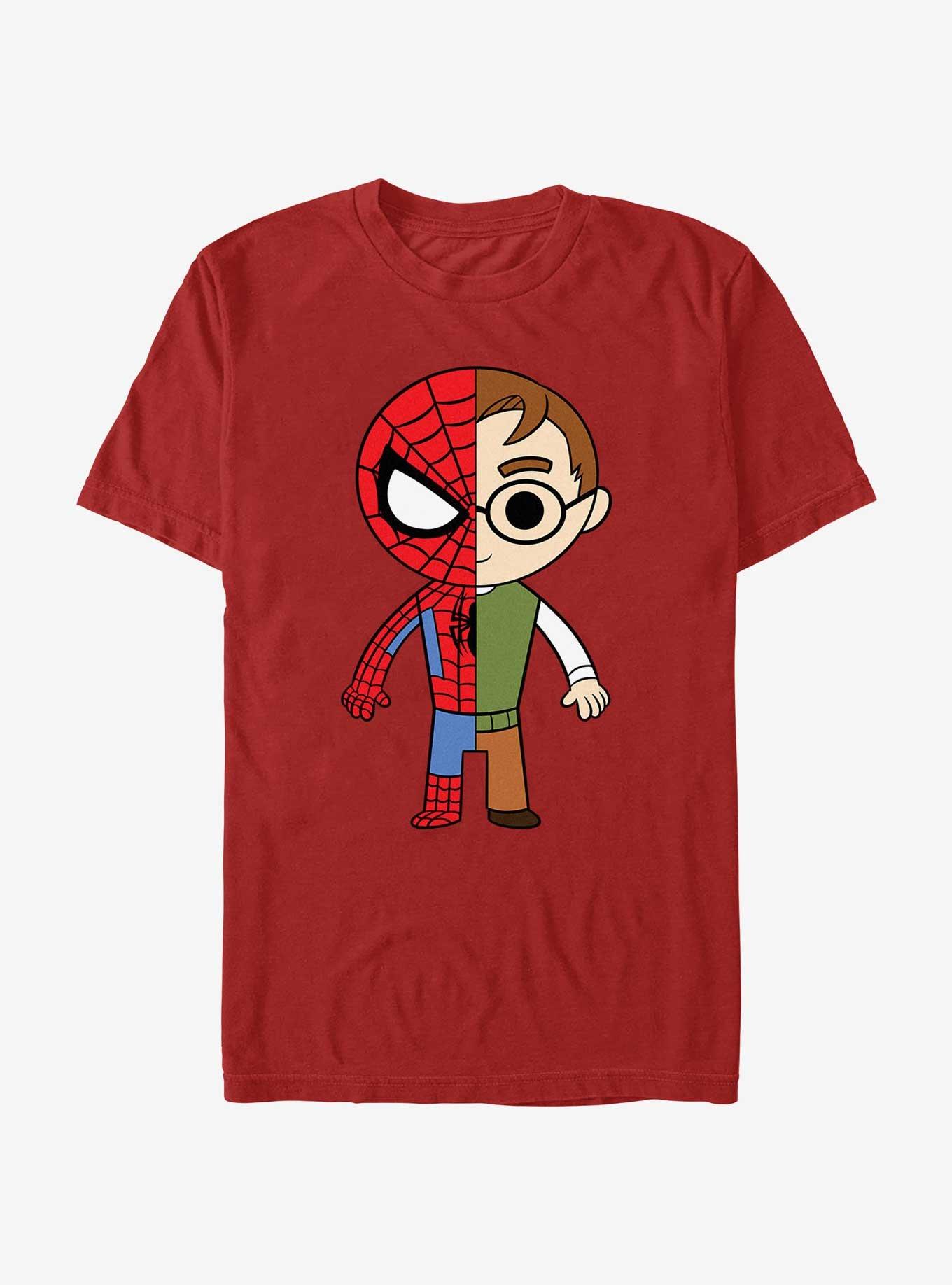 Marvel Spider-Man Peter Parker Split T-Shirt, RED, hi-res