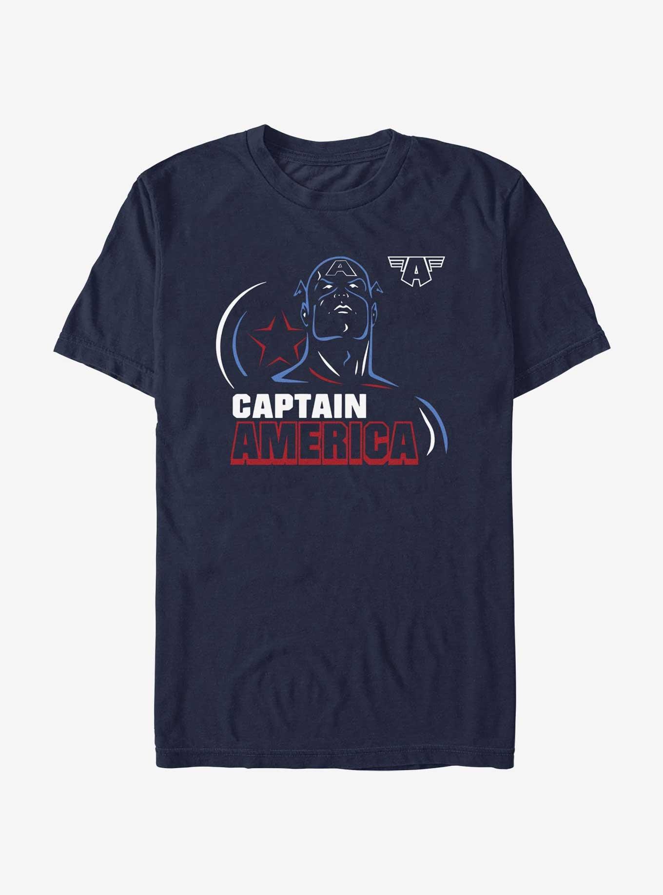 Marvel Captain America Tall Standing Cap T-Shirt, NAVY, hi-res