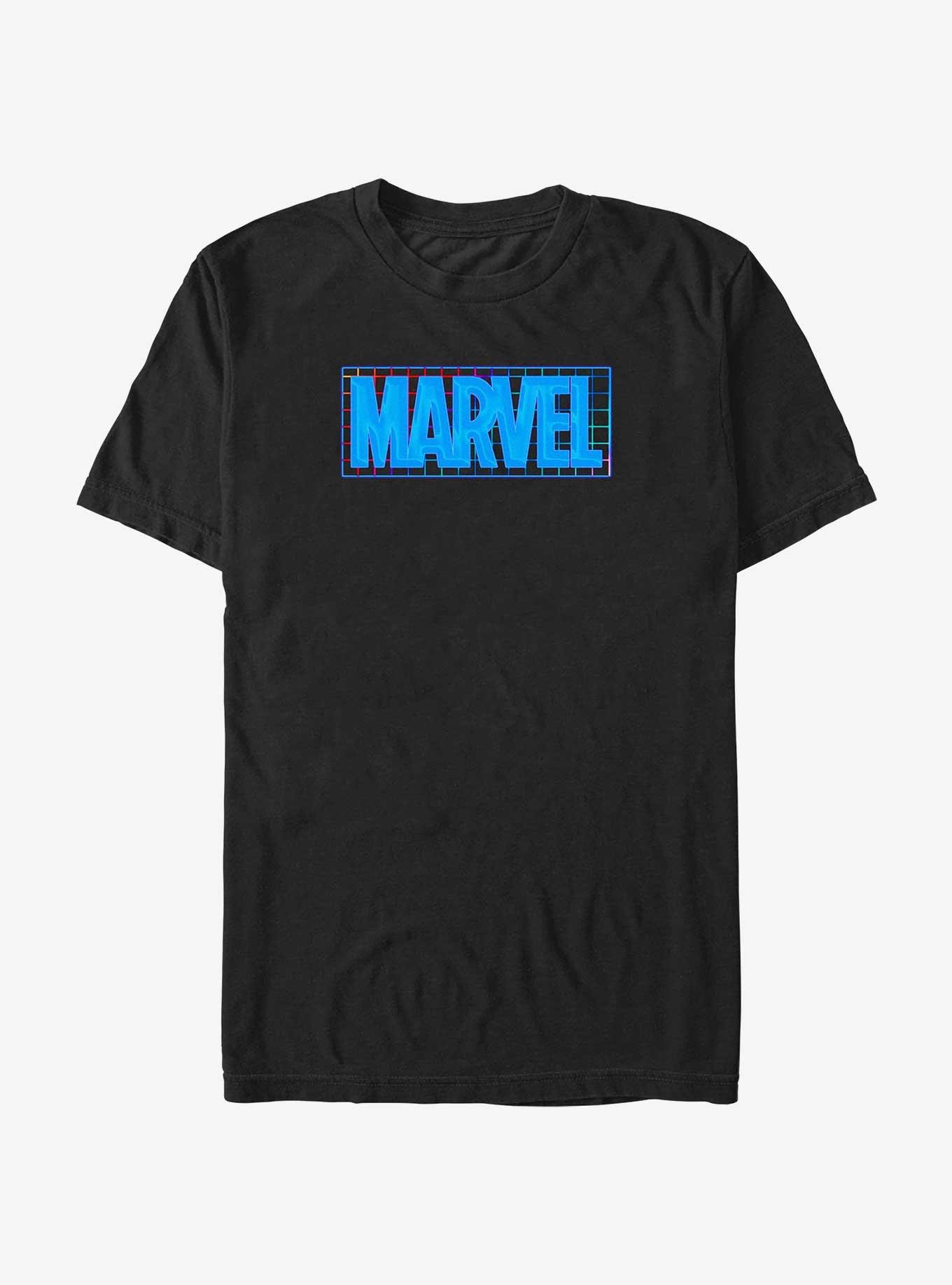 Marvel Neon Grid Icy Logo T-Shirt, BLACK, hi-res