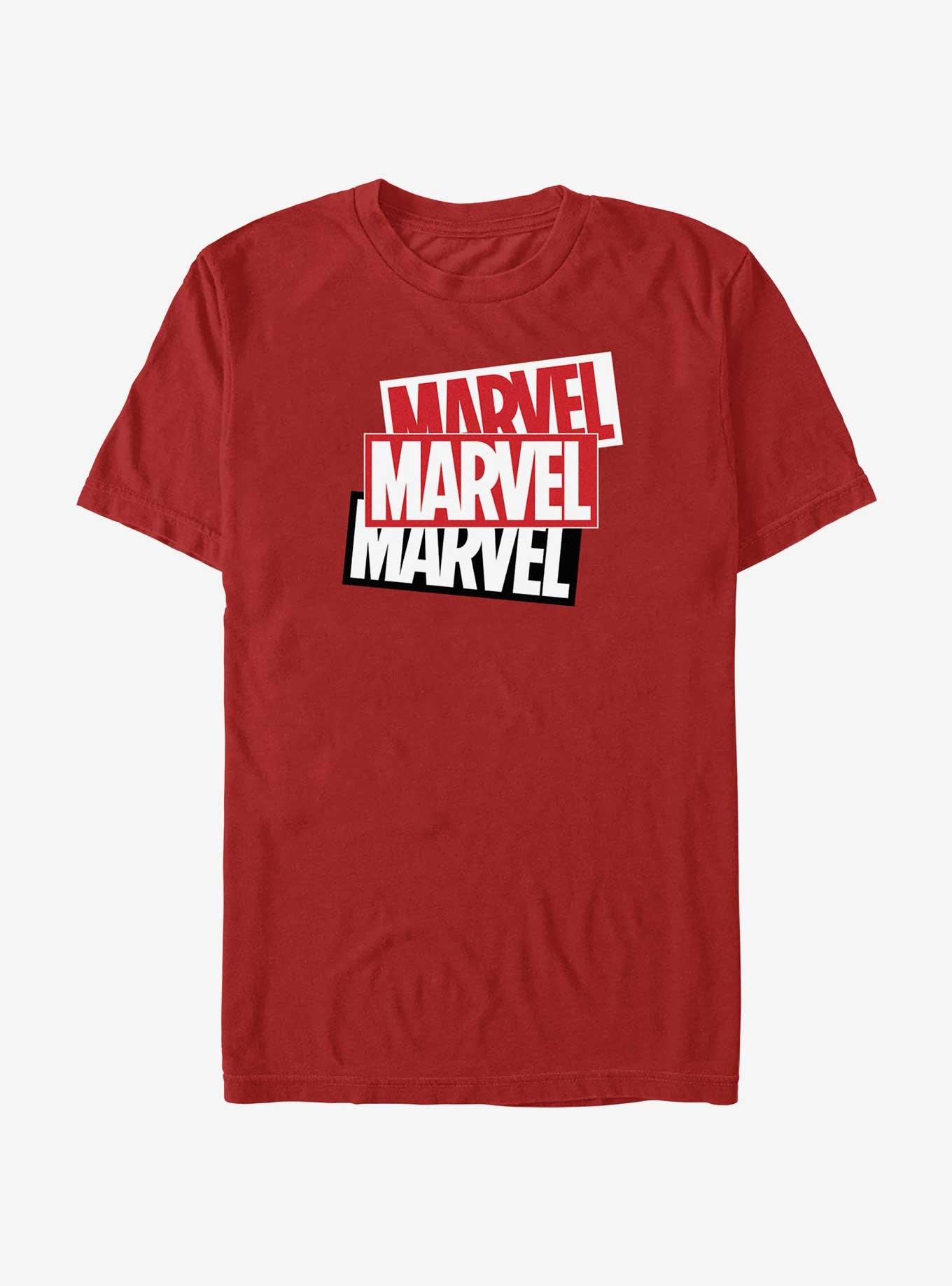 Marvel Logo Stacked T-Shirt, RED, hi-res