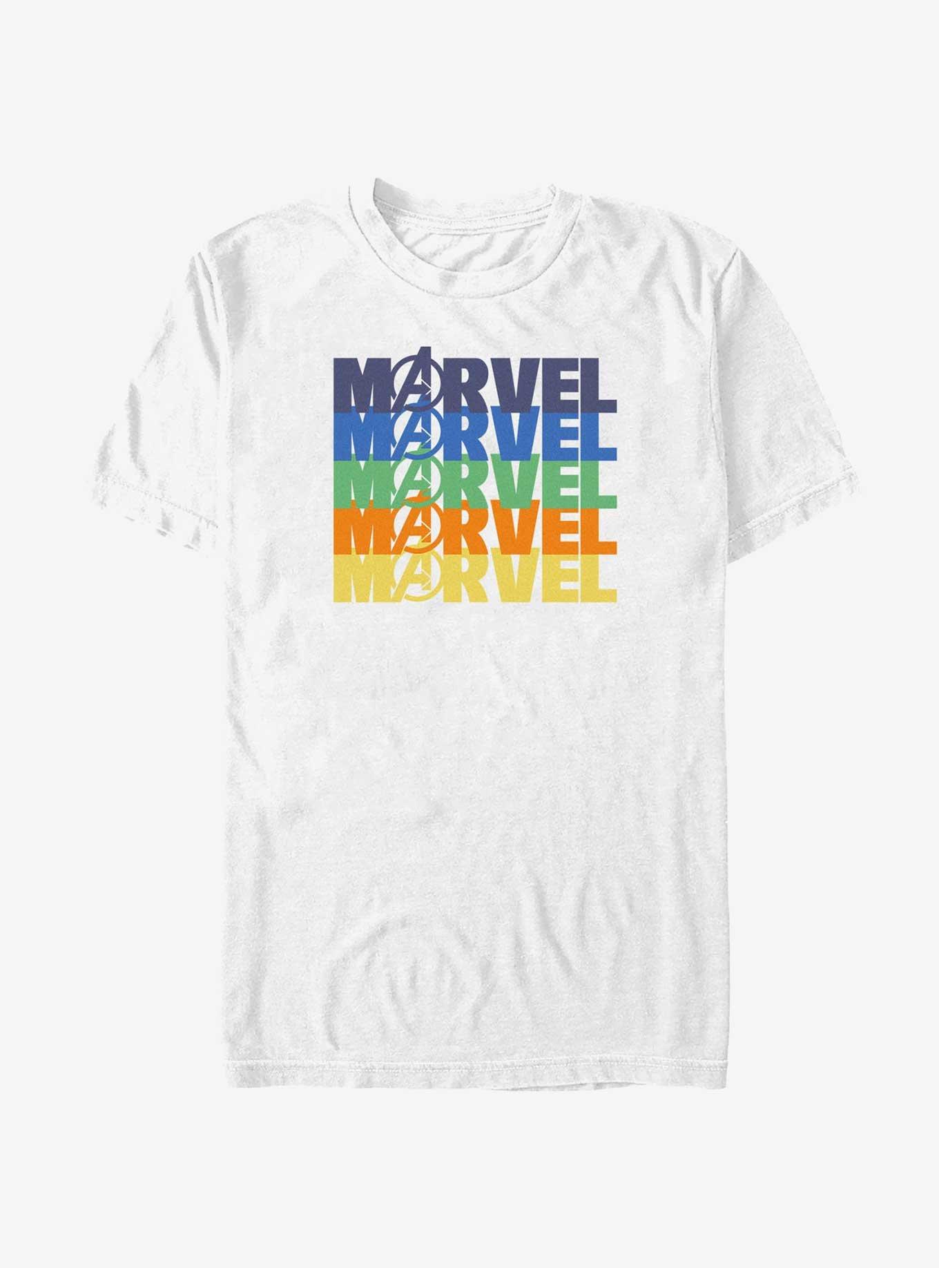 Marvel Logo Stacks T-Shirt, WHITE, hi-res