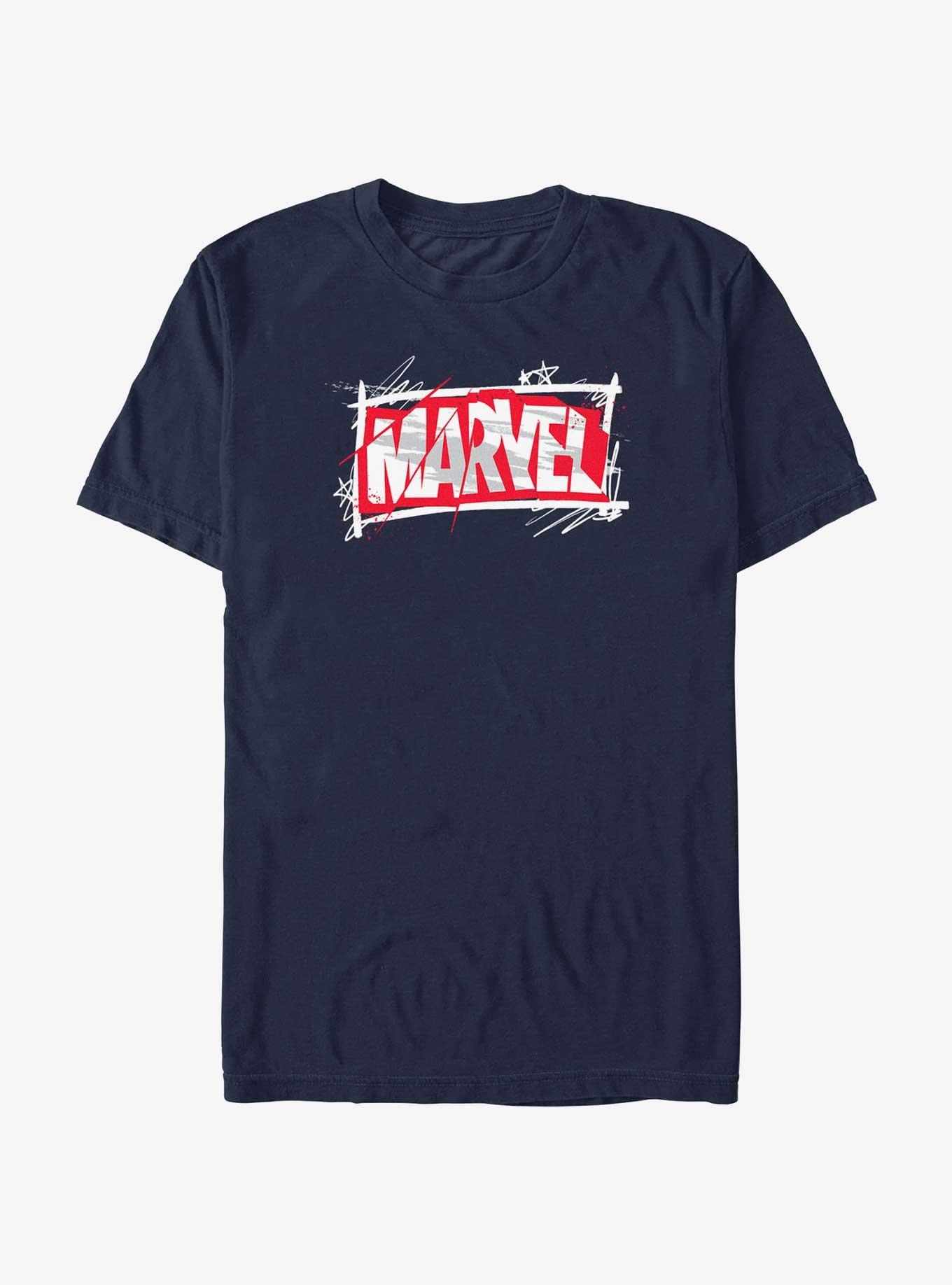 Marvel Sketchbook Logo T-Shirt, NAVY, hi-res