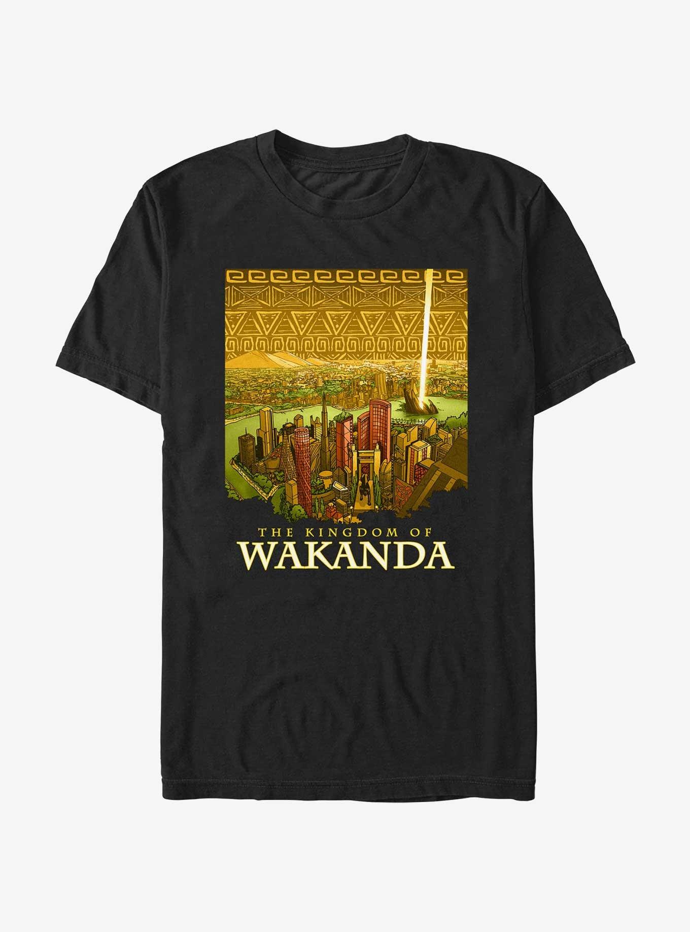 Marvel Black Panther The Kingdom of Wakanda Poster T-Shirt, BLACK, hi-res