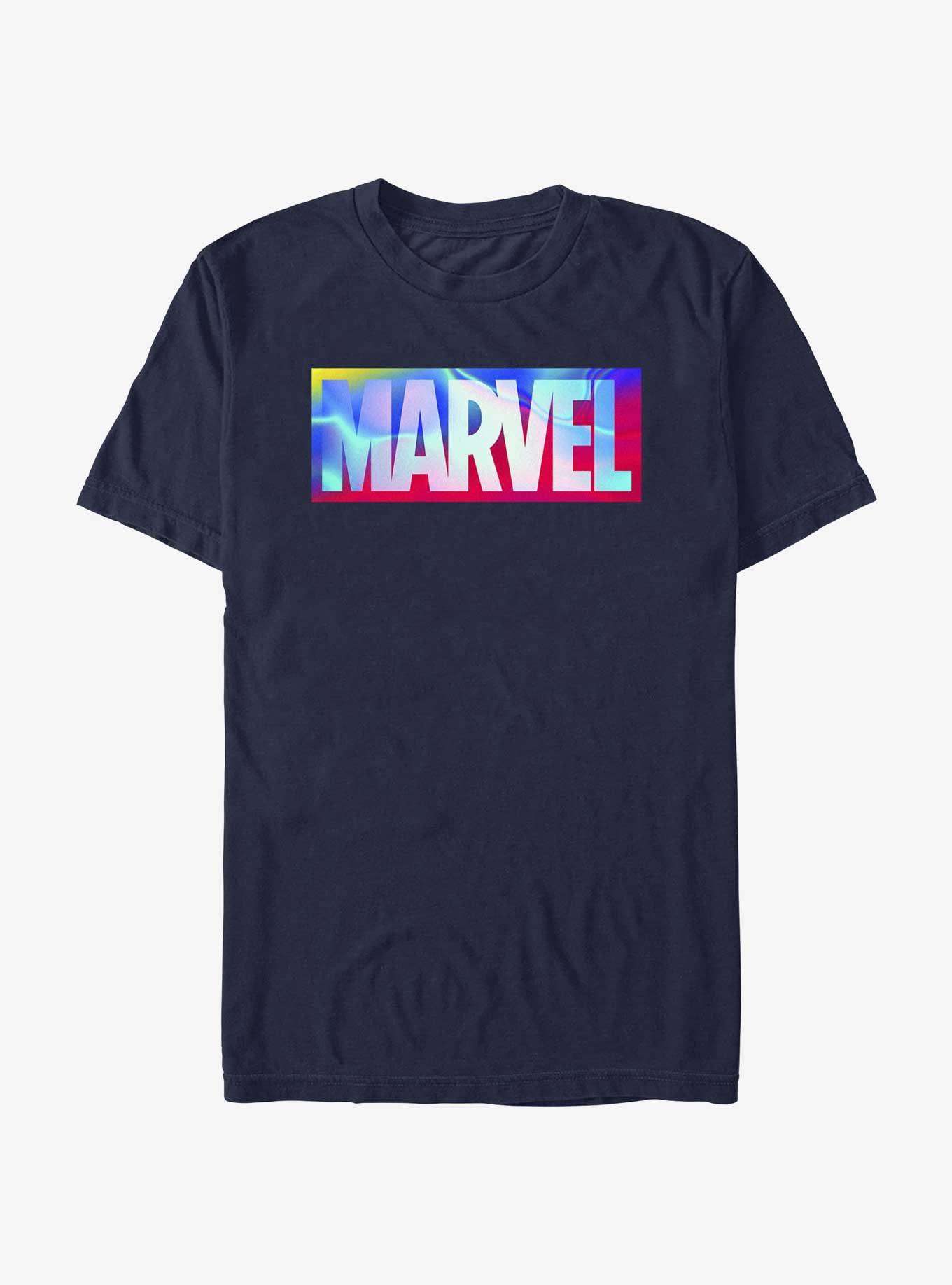 Marvel Logo Hologram T-Shirt, NAVY, hi-res