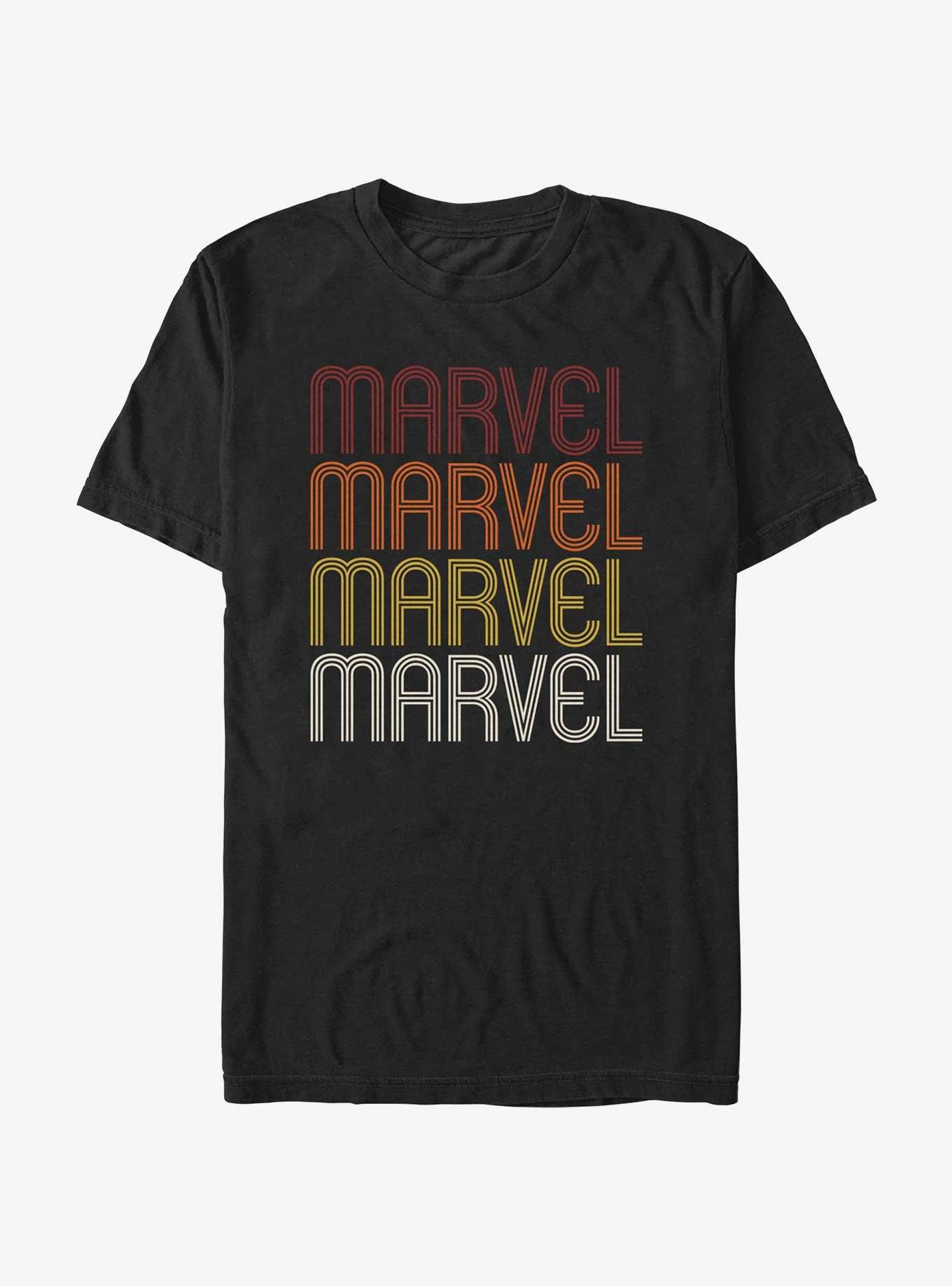 Marvel Retro Repeat Logo T-Shirt, BLACK, hi-res